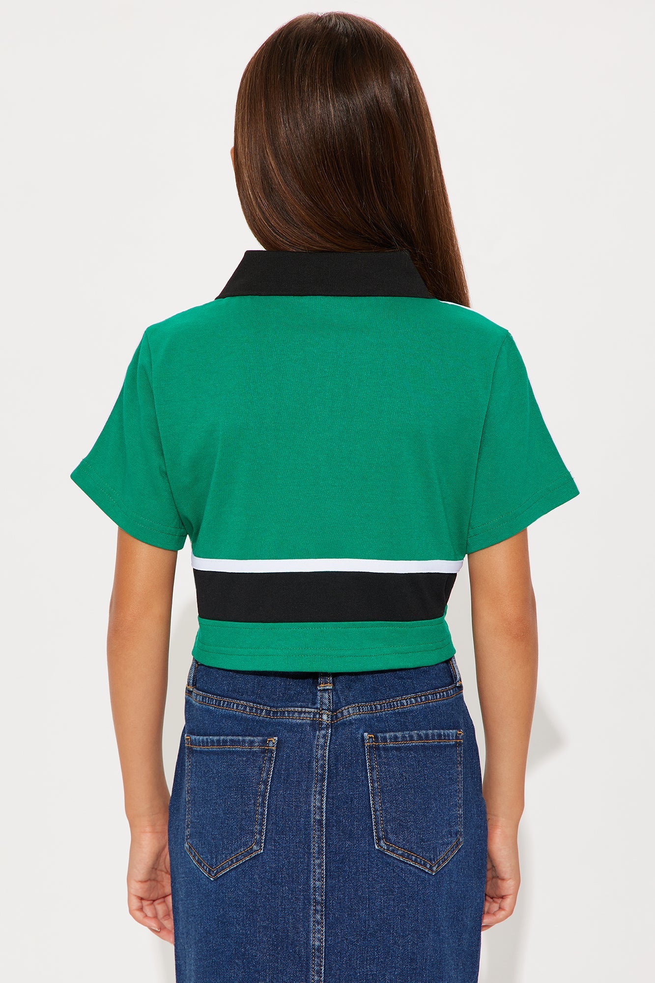 Mini Southpole Legacy Polo Cropped Top - Green