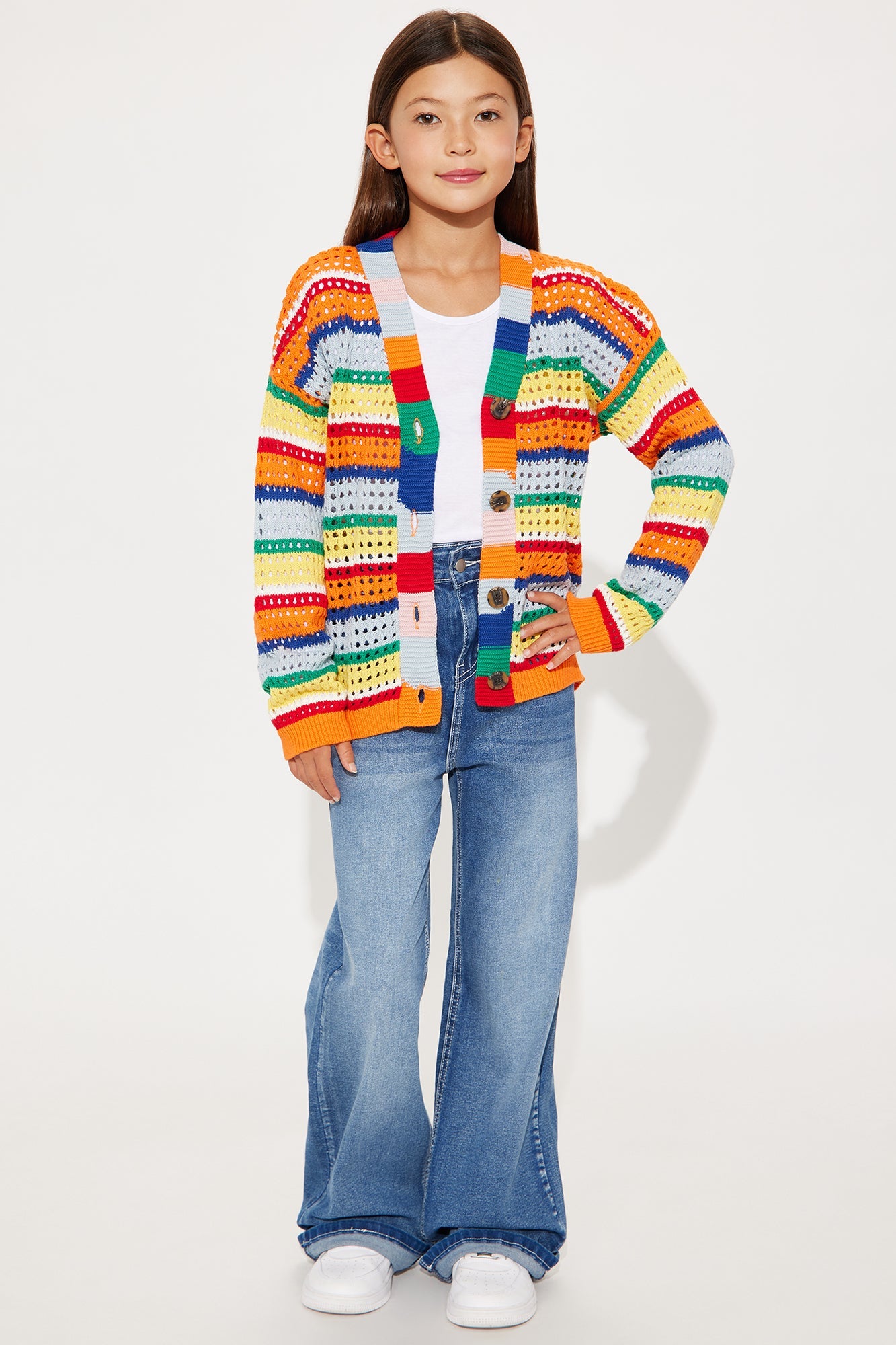 Mini Standing Out Crochet Cardigan - Multi Color