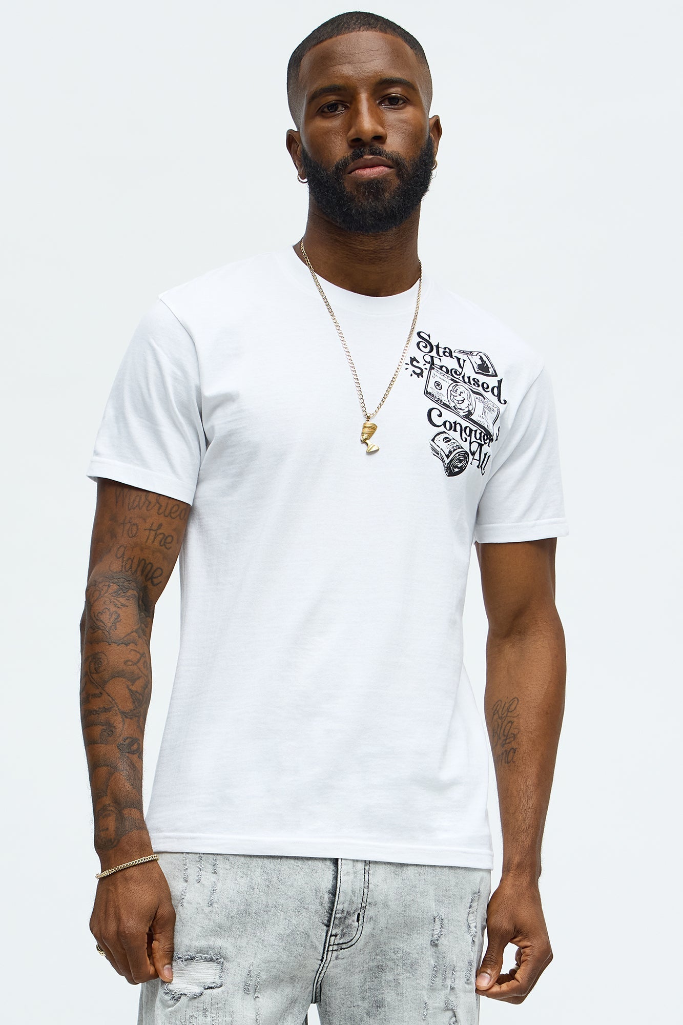 Small Circles Big Checks Short Sleeve Tee - White