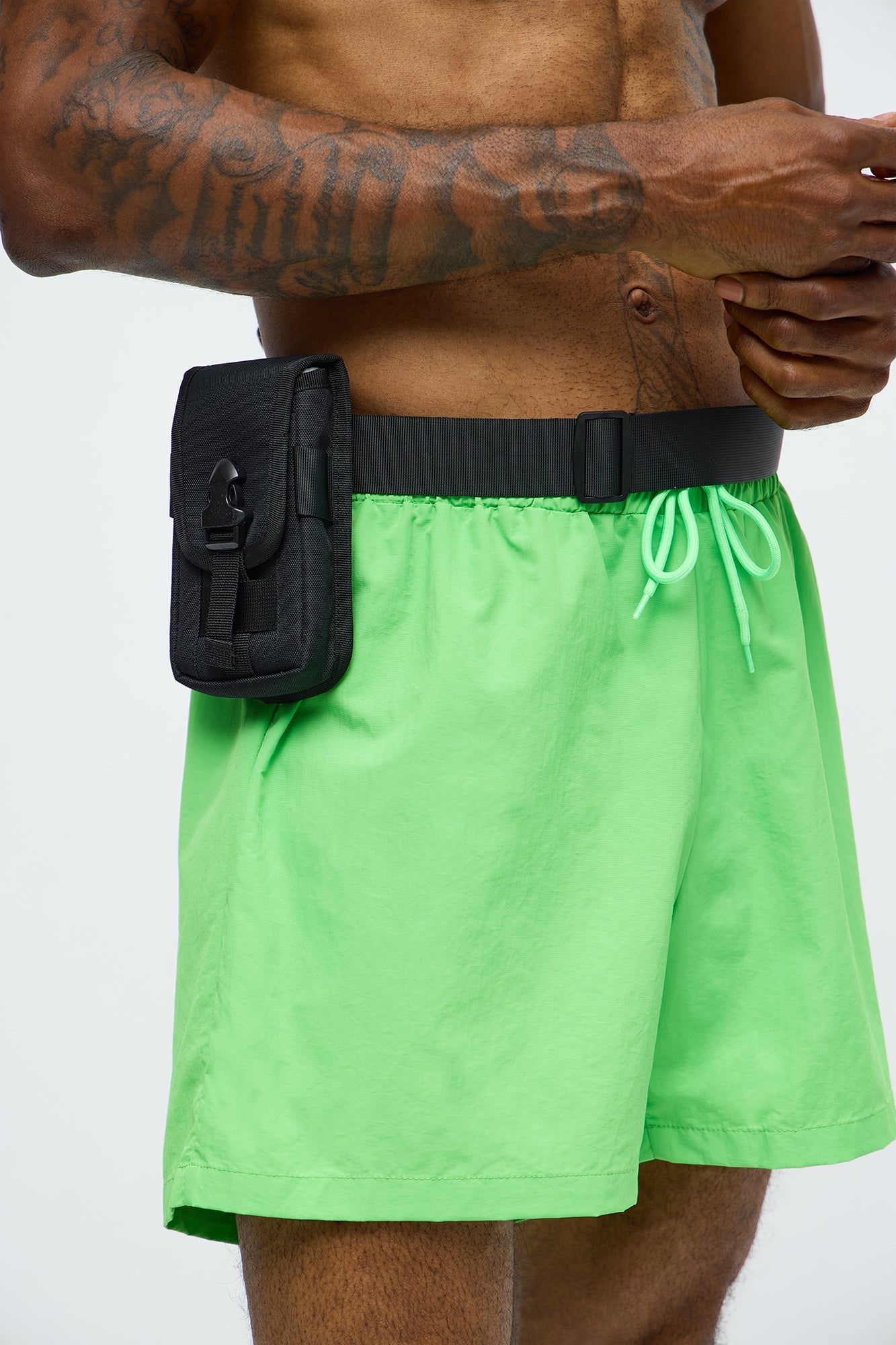 Male Villa Bombshell 3 Piece Swim Trunk And Mic Halloween Costume - Green