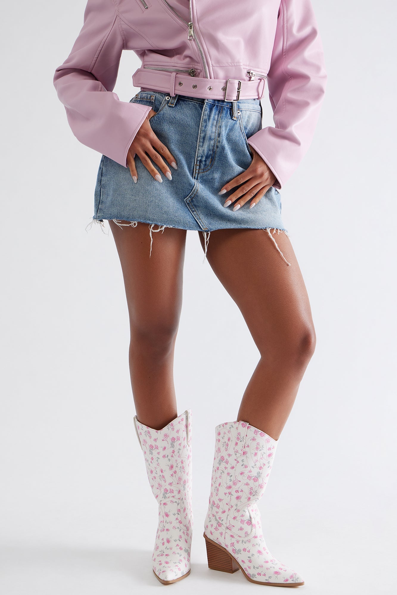 Dayla Floral Cowboy Boots - White