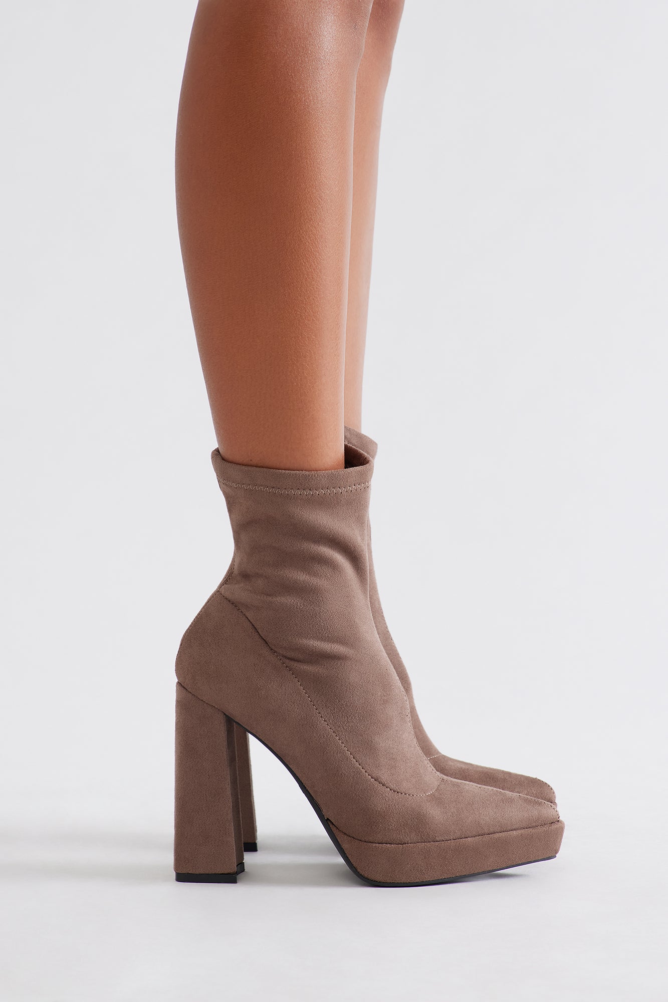 Finnegan Block Heel Booties - Taupe