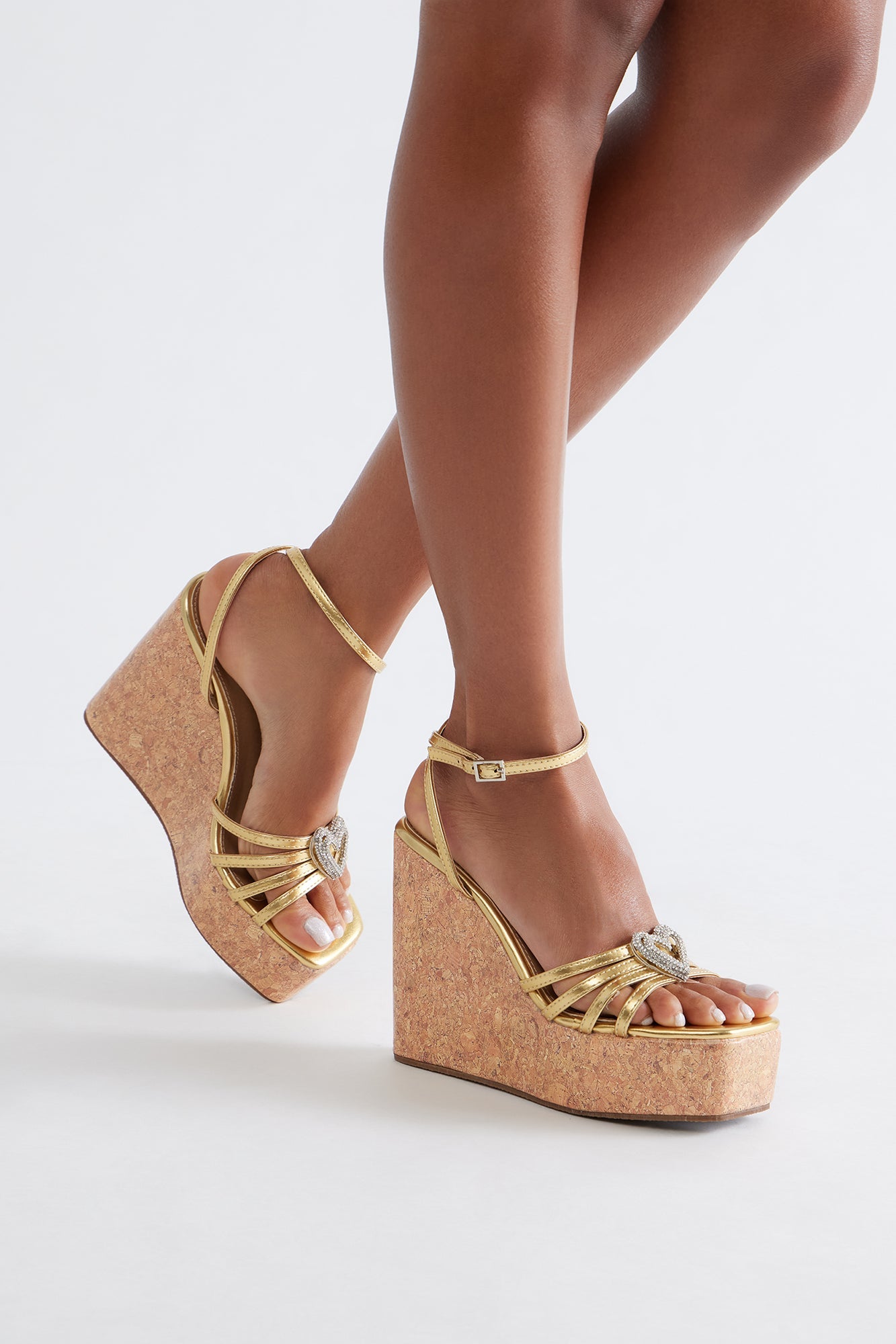 Robin Cork Platform Wedges - Gold