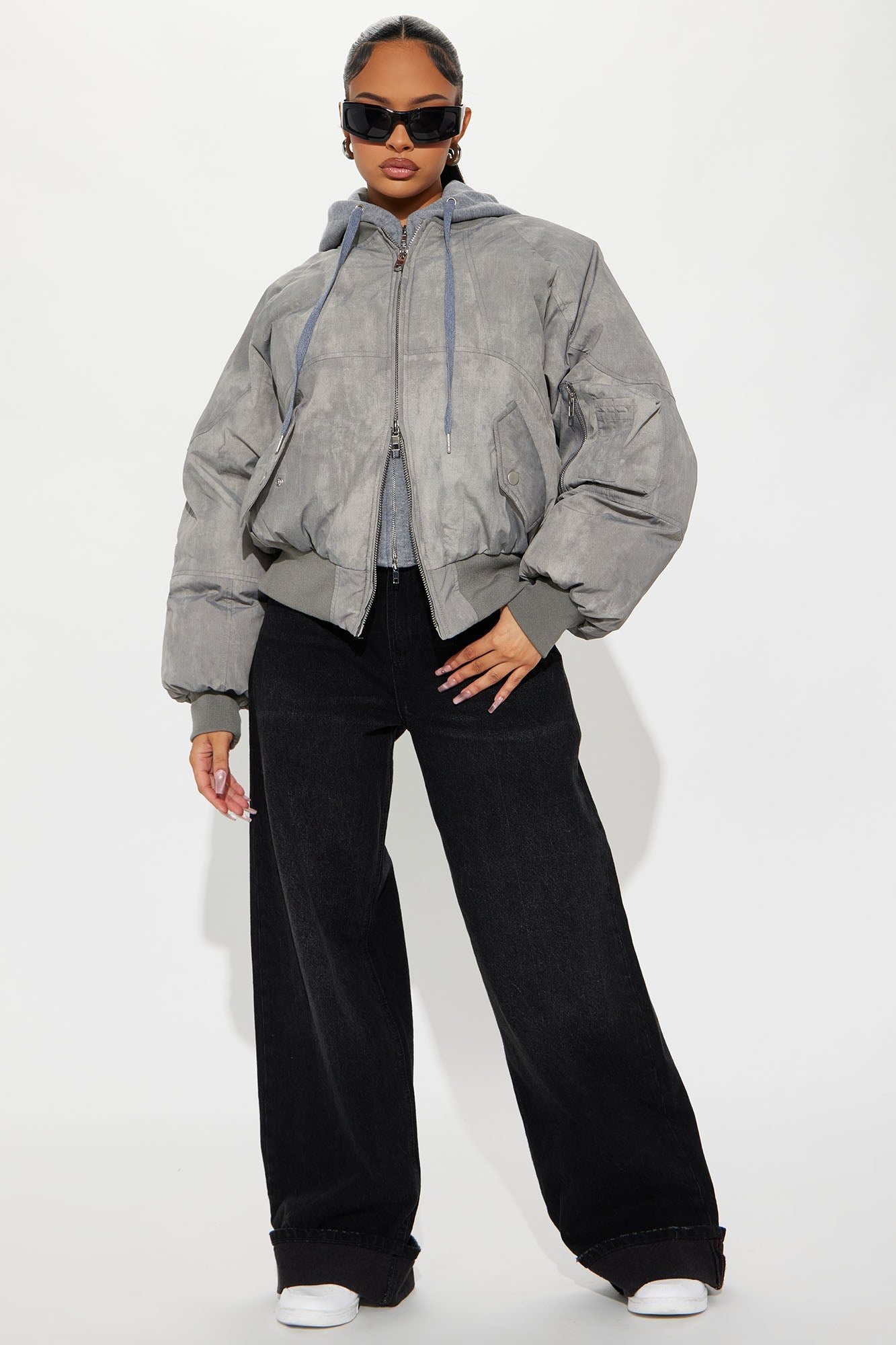 No Big Deal Washed Puffer Jacket - Grey