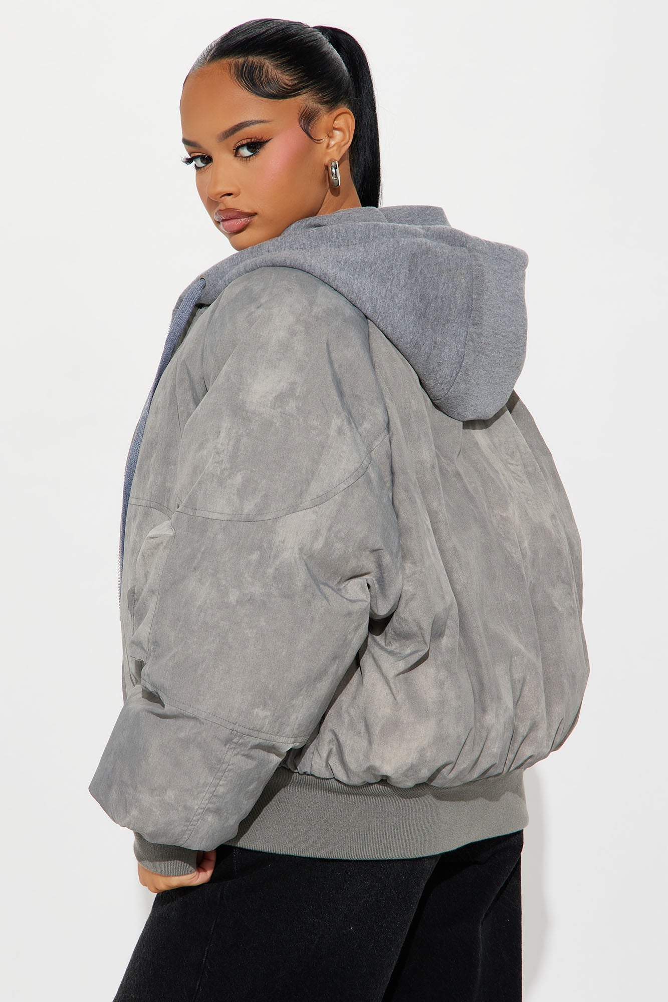 No Big Deal Washed Puffer Jacket - Grey