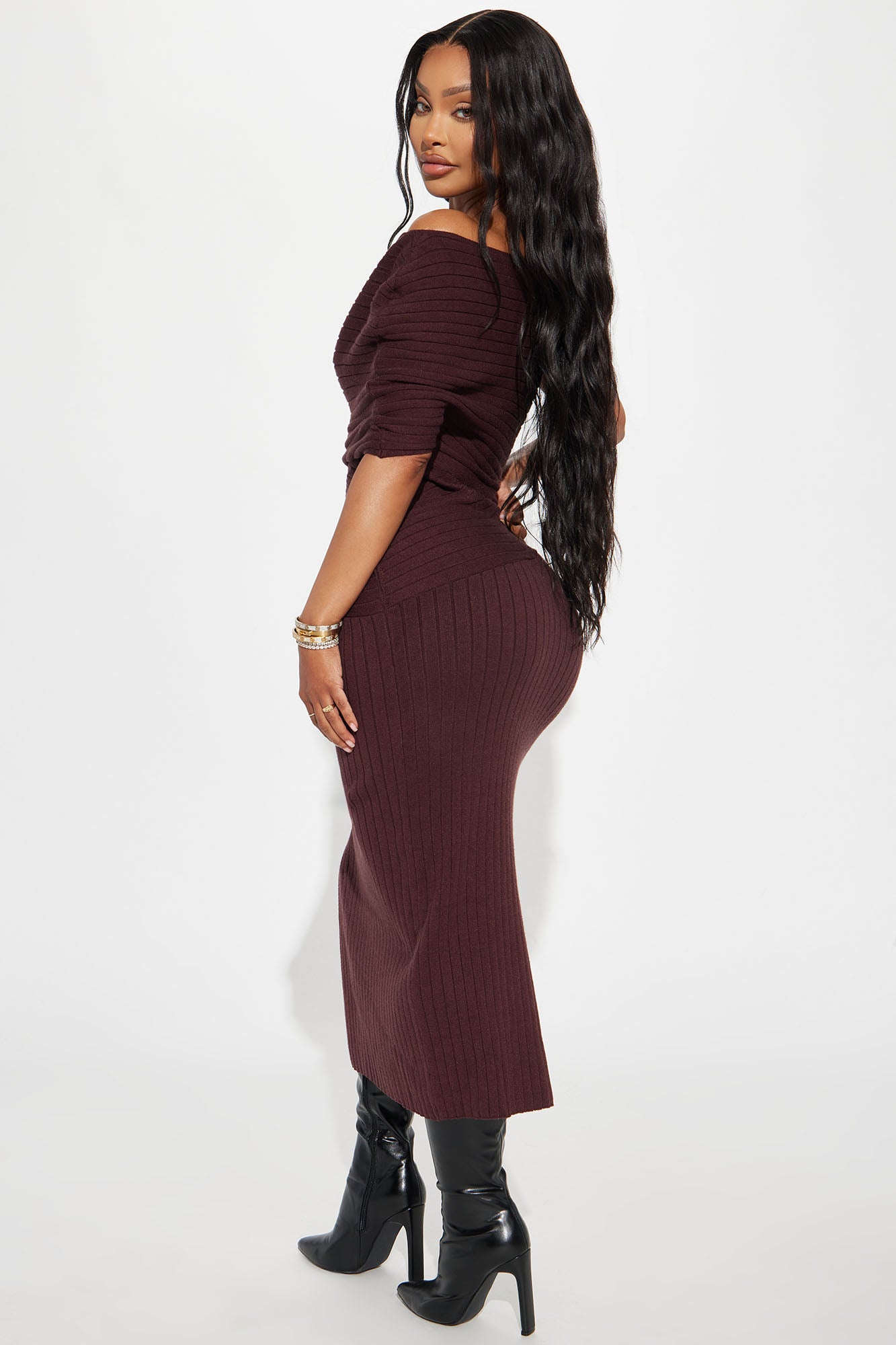 Bonnie Sweater Midi Dress - Chocolate