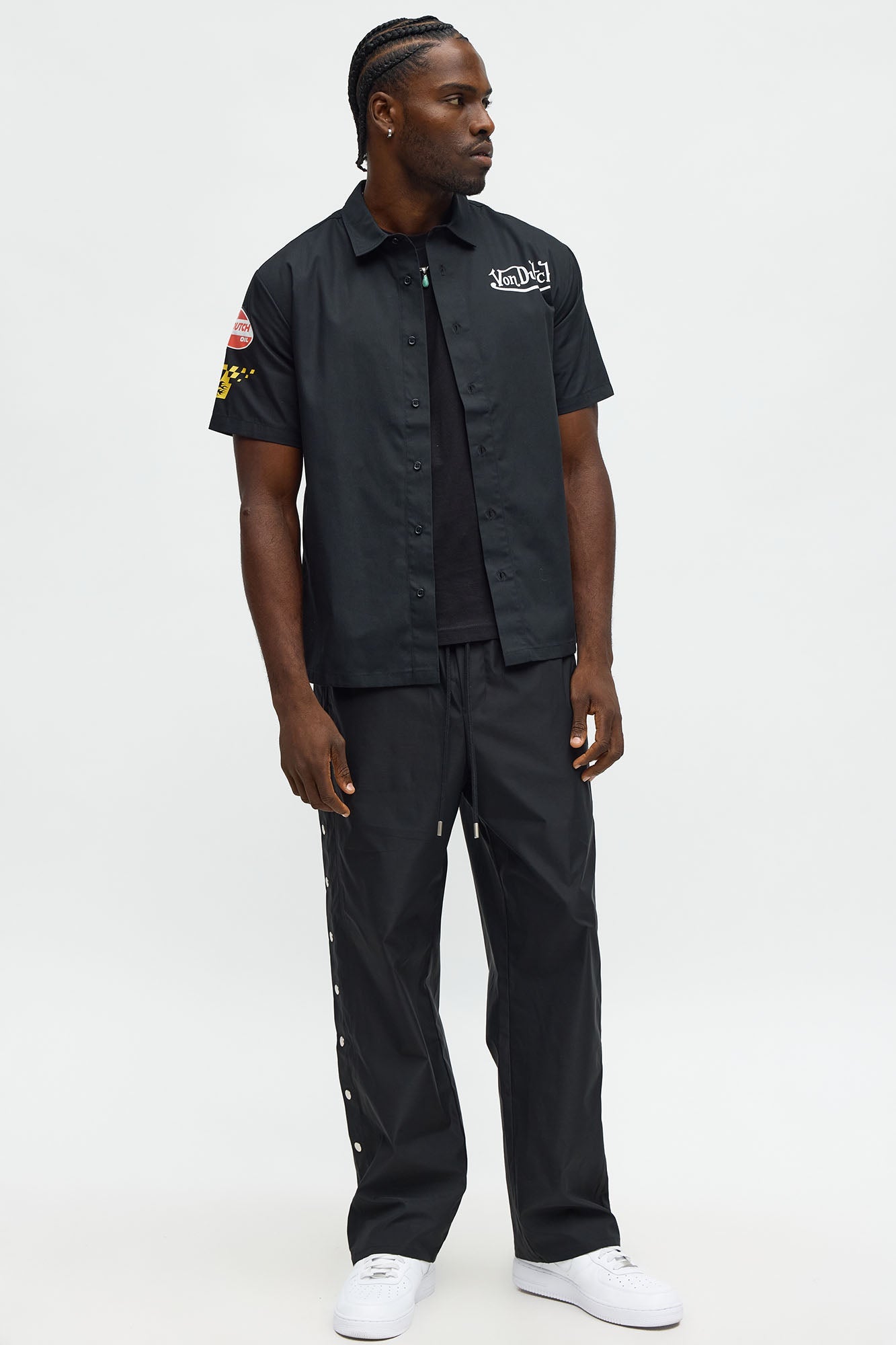 Baggy Lose Control Snap Button Pant - Black