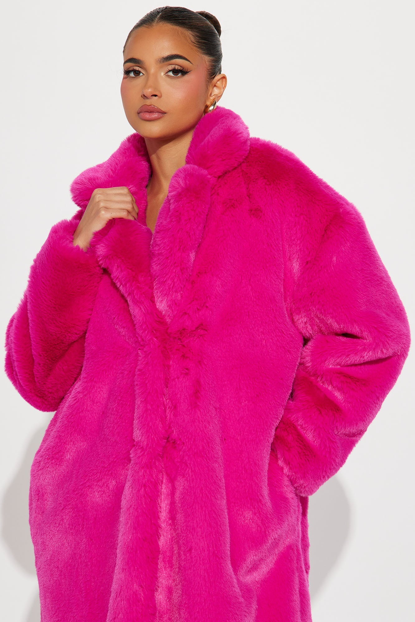 Night Of Fun Faux Fur Coat - Fuchsia