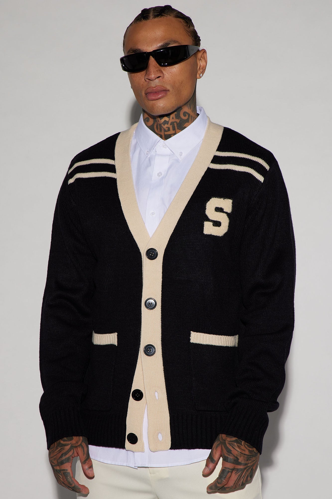 Go To Varsity Cardigan - Black/combo