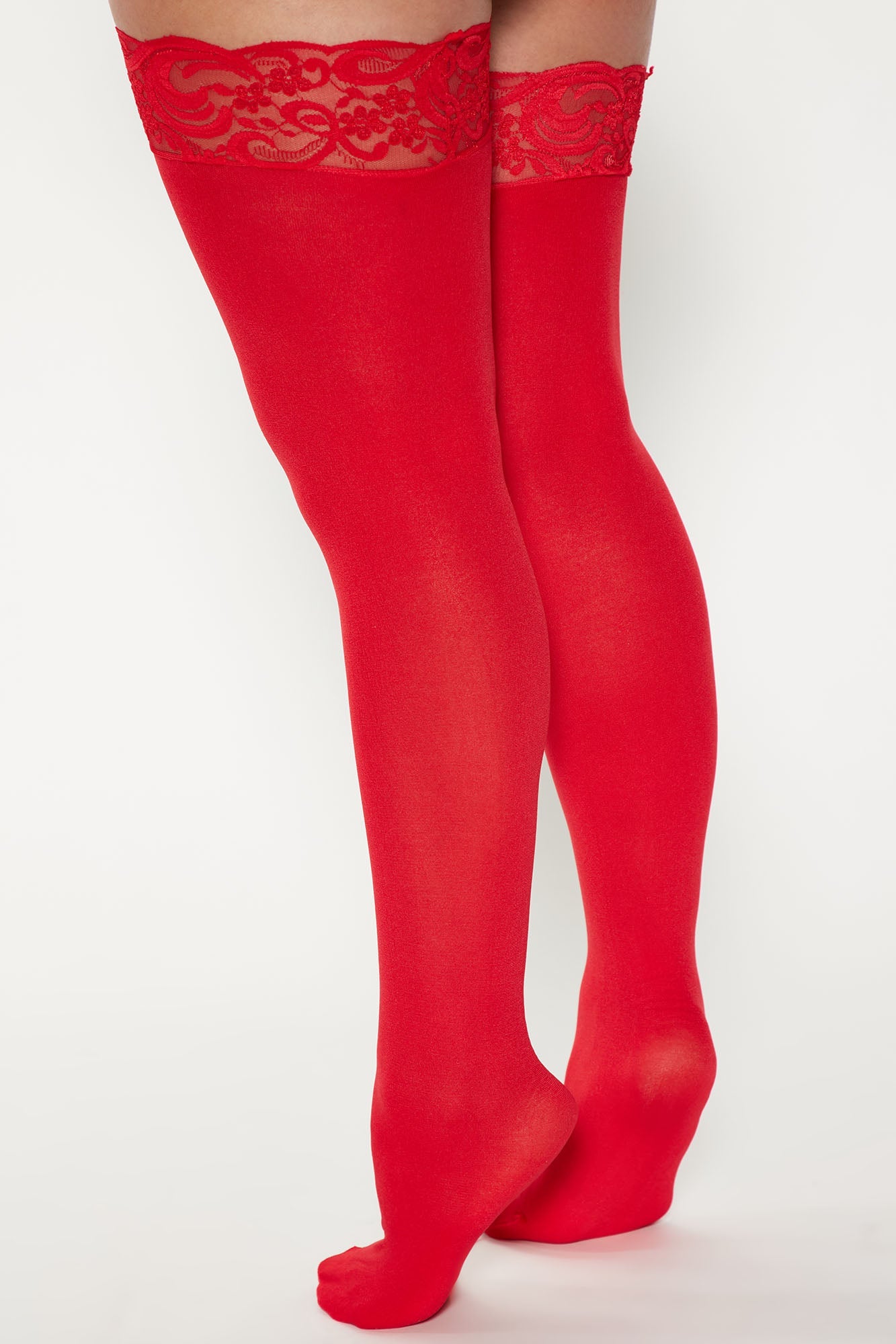 Keep You Wondering Thigh Highs - Red