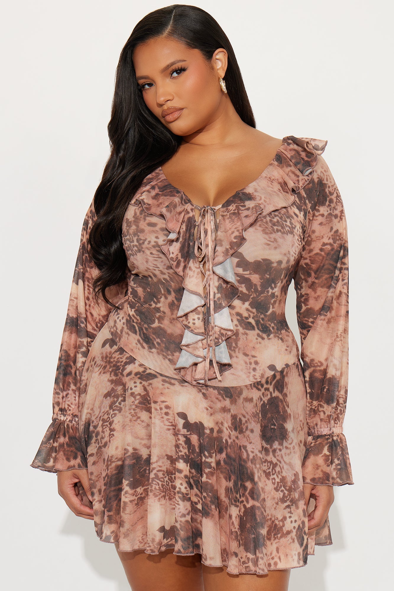 Tall Santana Leopard Micro Mini Dress - Brown/combo