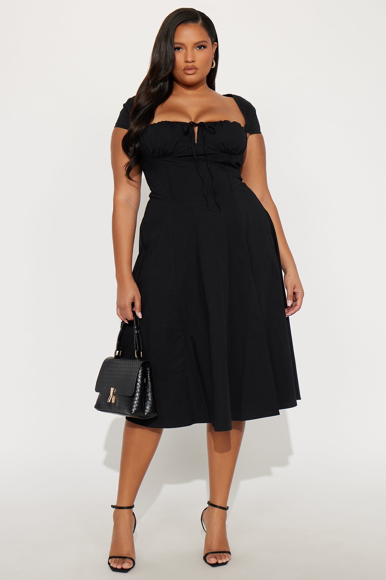 Juniper Cap Sleeve Midi Dress - Black