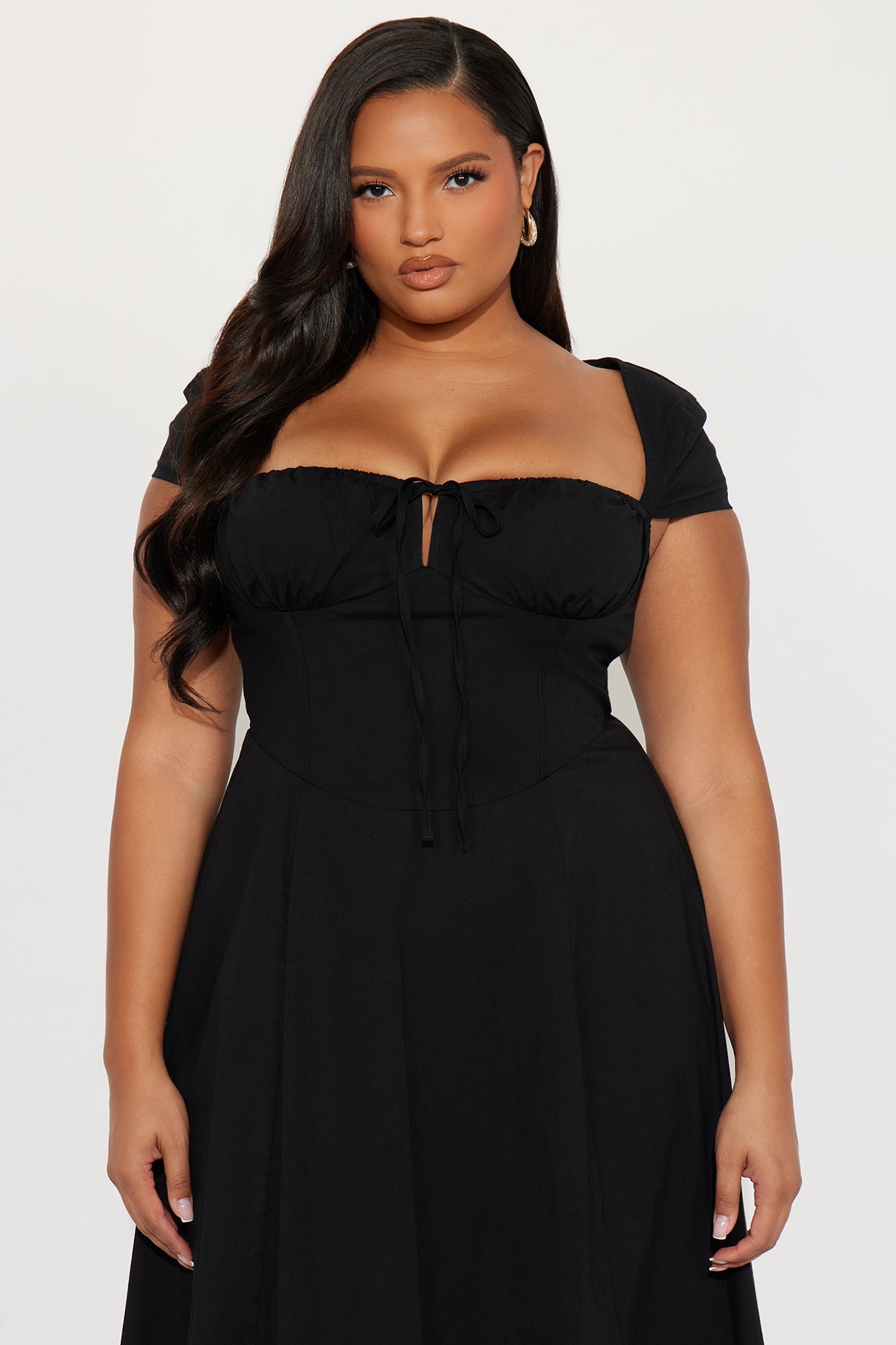 Juniper Cap Sleeve Midi Dress - Black