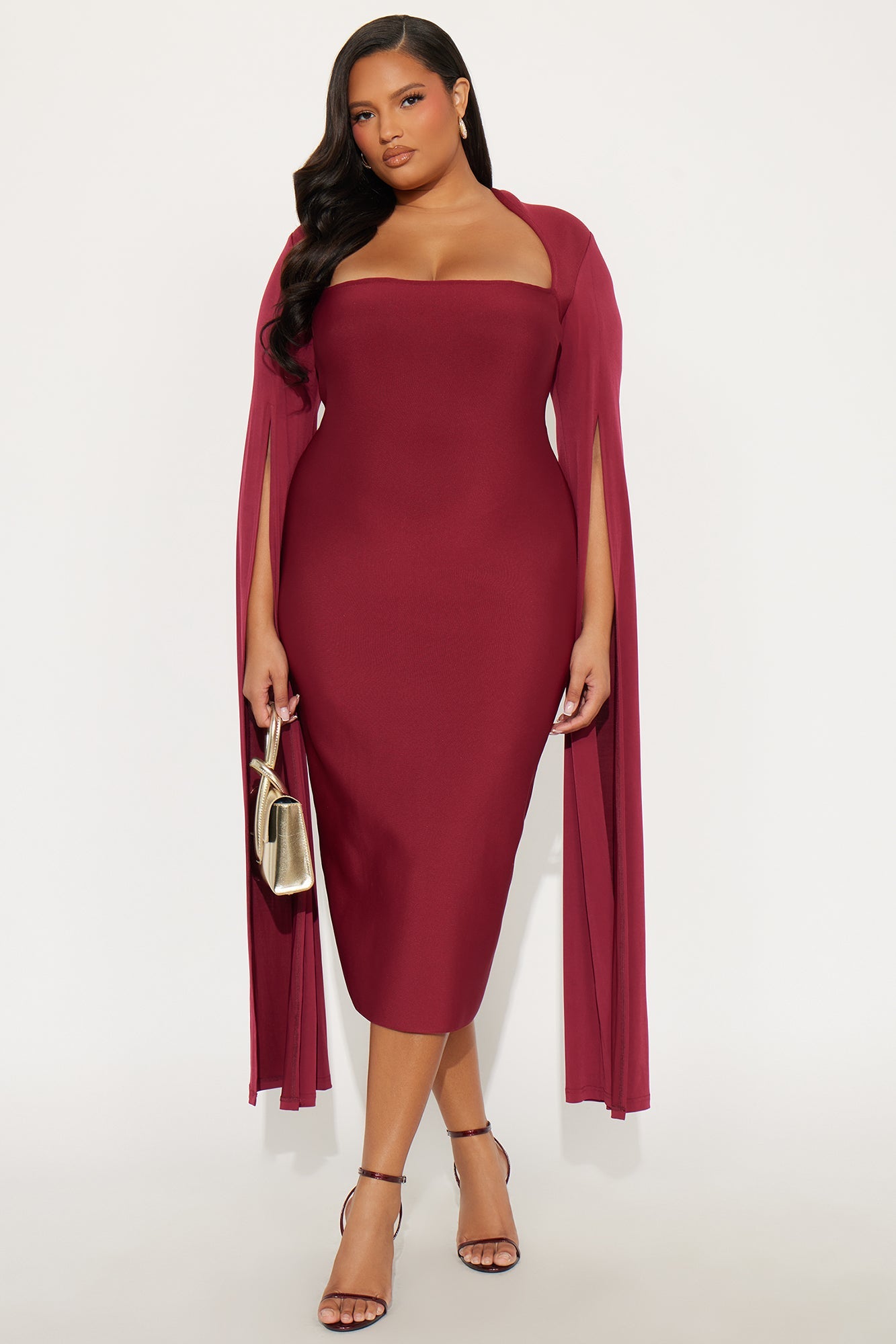 Feeling Regal Bandage Midi Dress - Wine