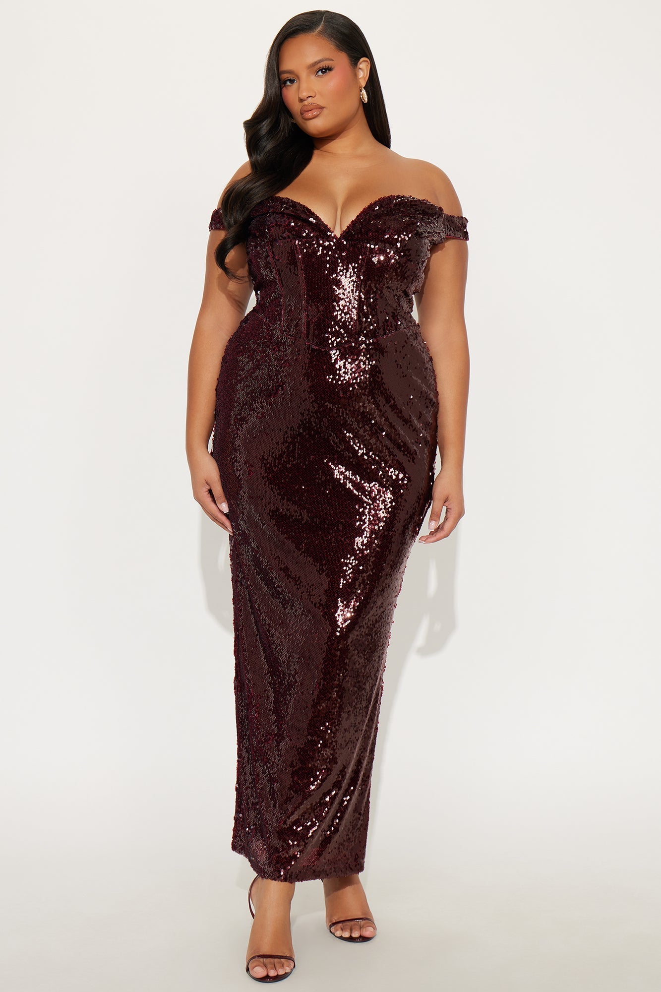 Marielle Sequin Gown - Burgundy