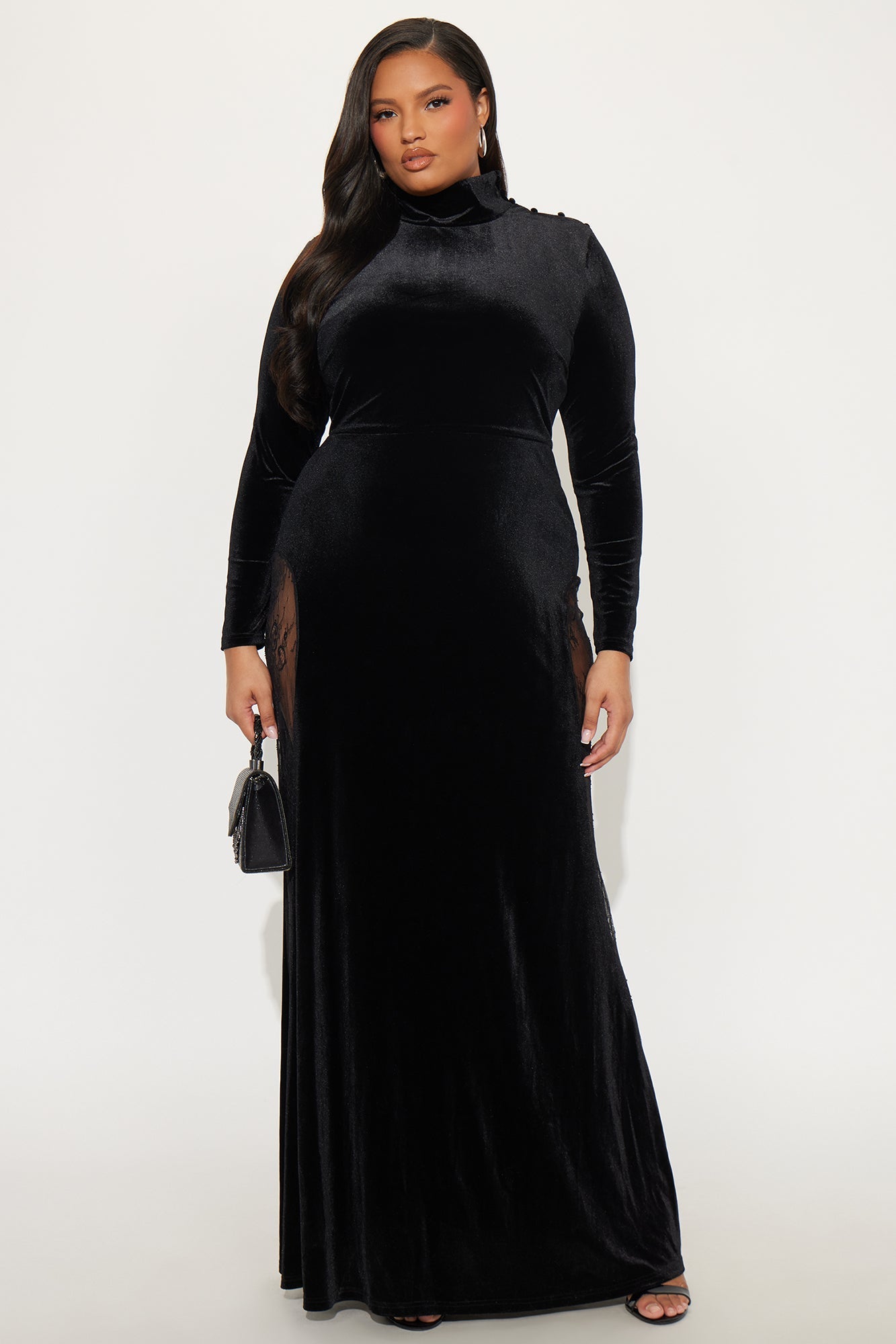 Soft Launch Velvet Maxi Dress - Black