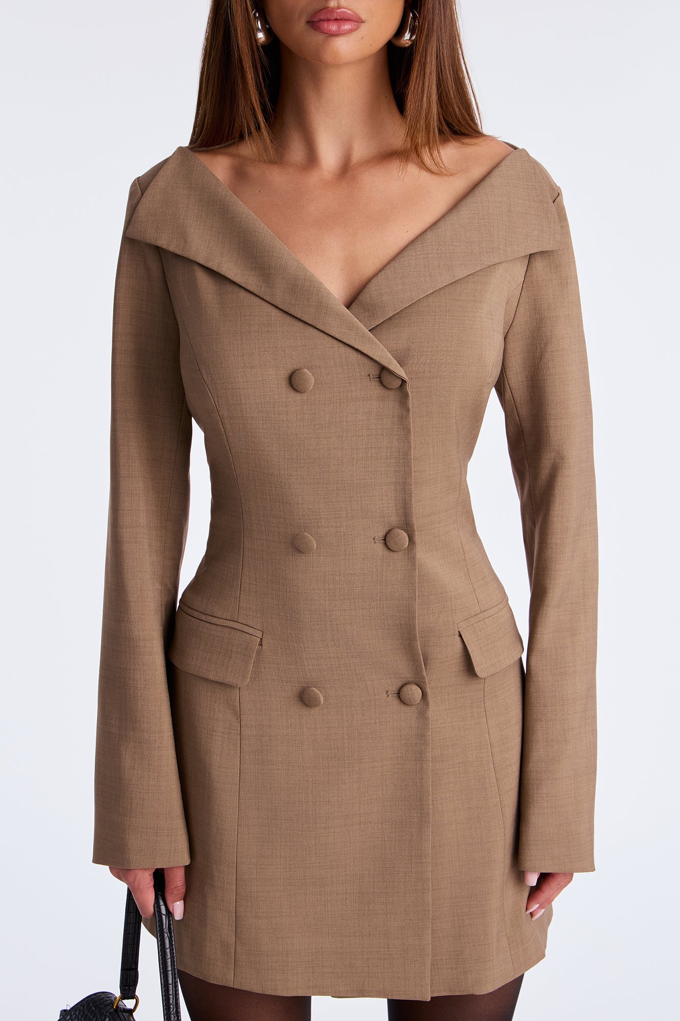 Guilty as Charged Blazer Mini Dress - Mocha