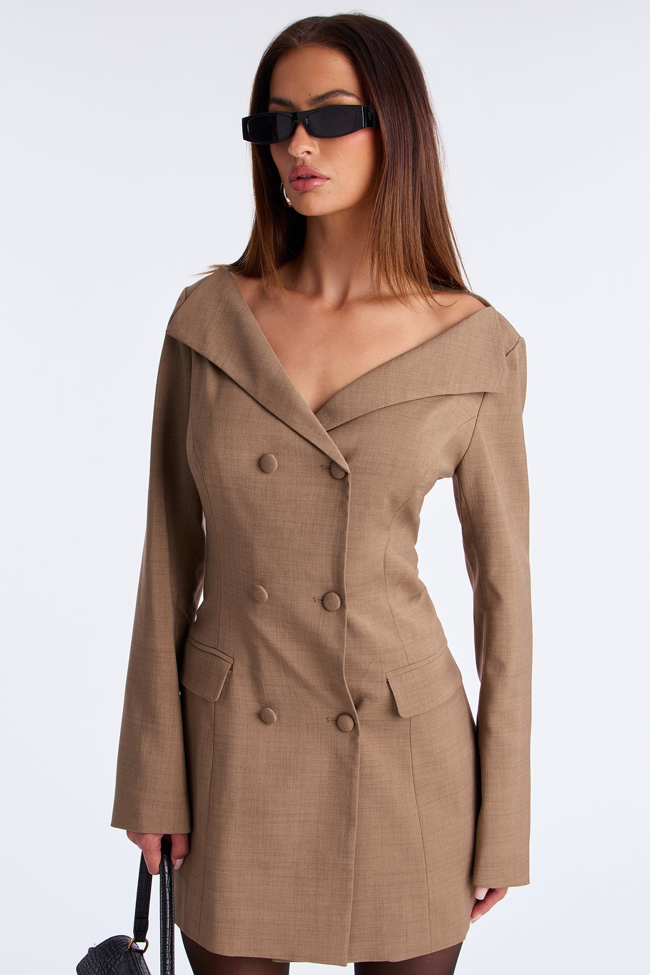 Guilty as Charged Blazer Mini Dress - Mocha