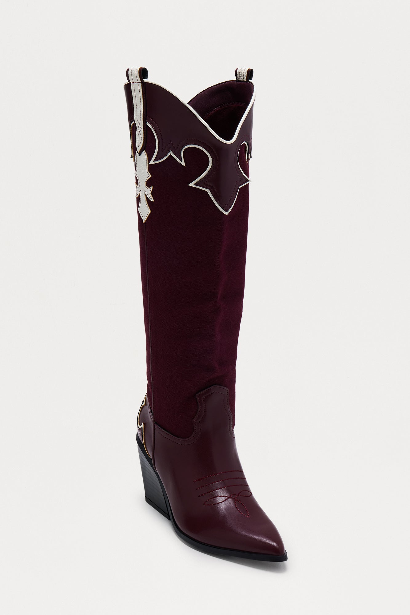 Stapleton Knee High Cowboy Boots - Burgundy
