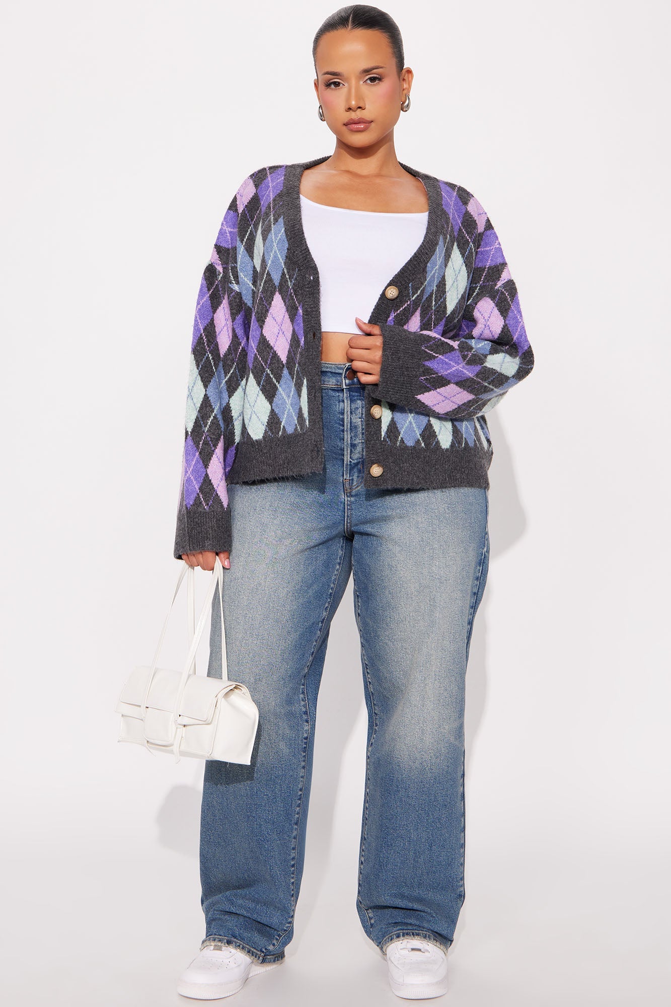 Get You A Me Argyle Cardigan - Multi Color