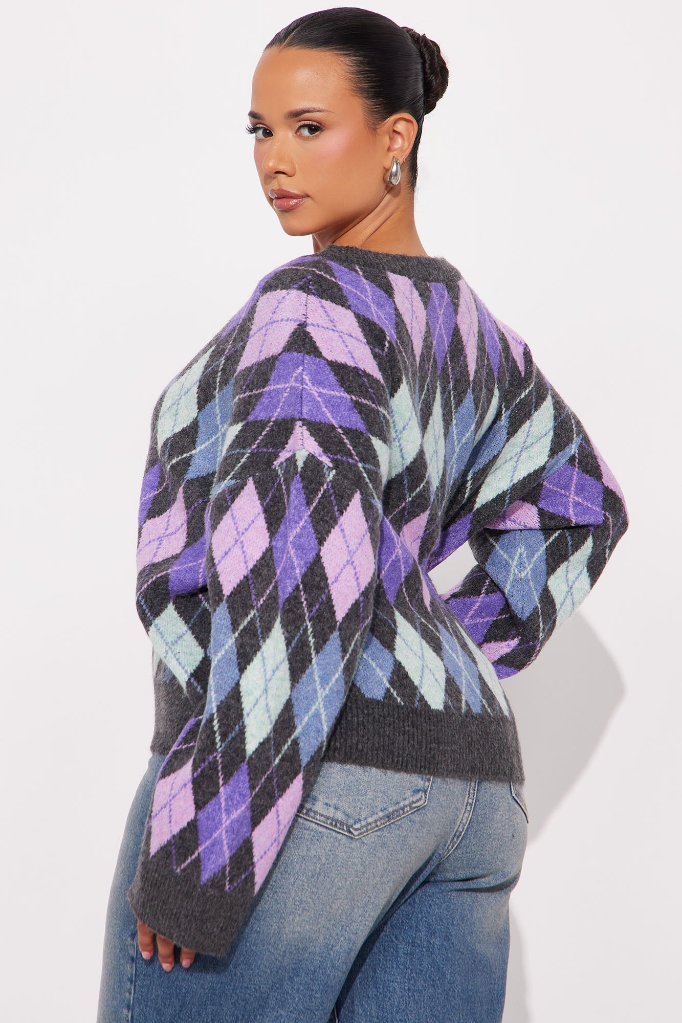 Get You A Me Argyle Cardigan - Multi Color
