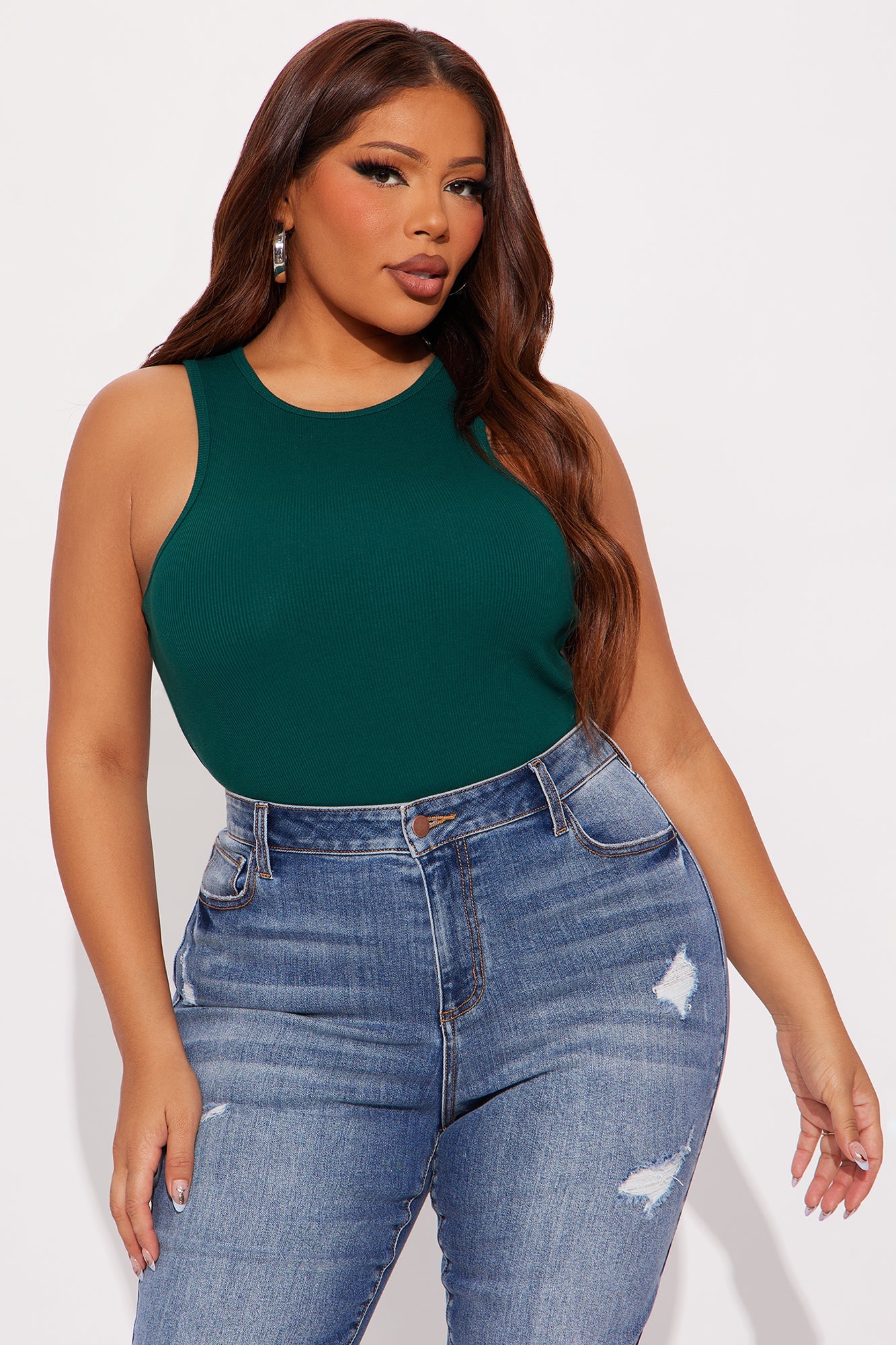 Model Attitude Racerback Bodysuit - Hunter Green