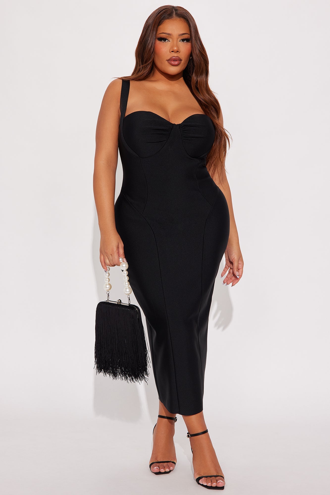 Body Game Bandage Midi Dress - Black