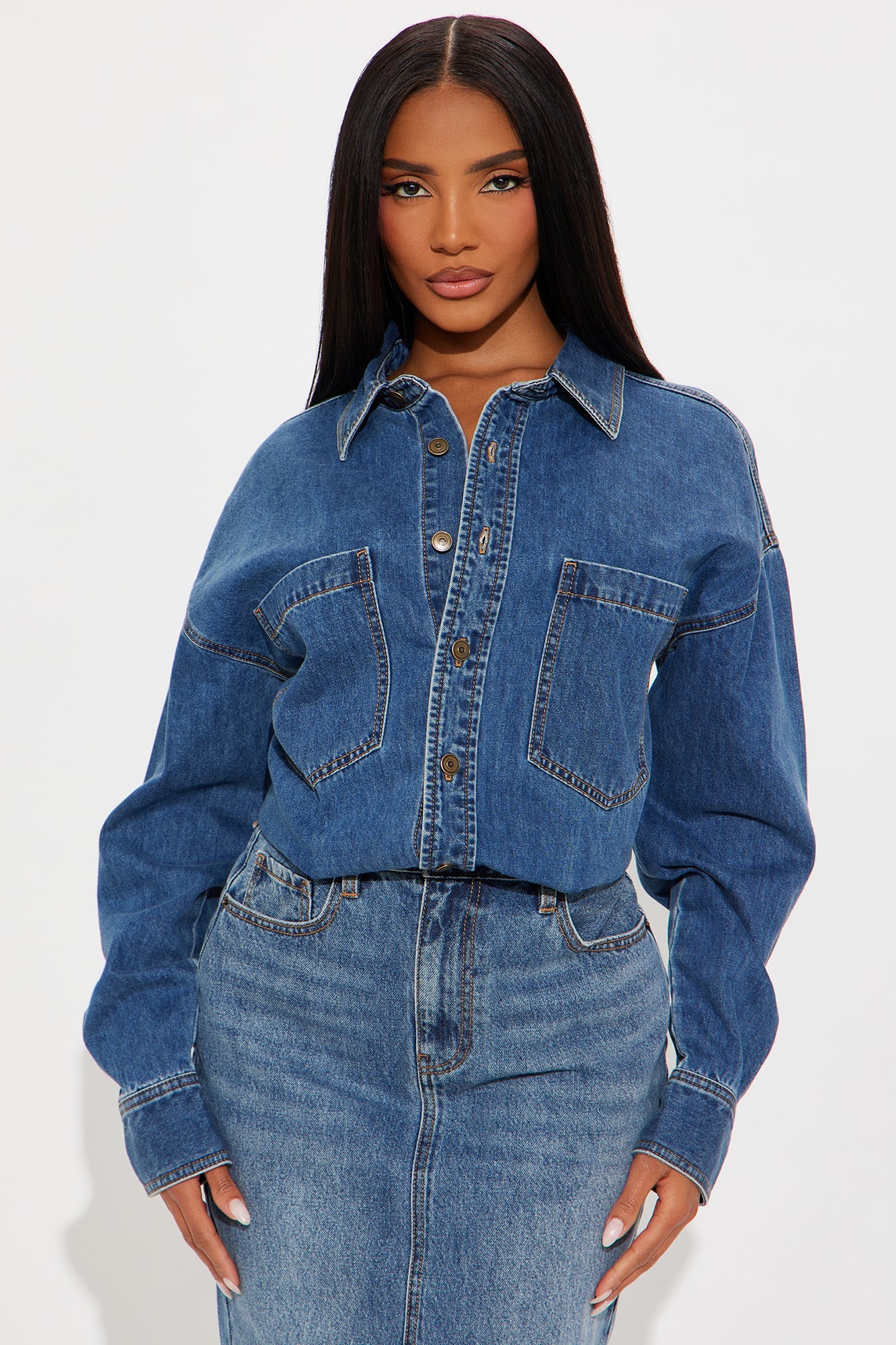 Farmers Market Cutie Denim Midi Dress - Denim