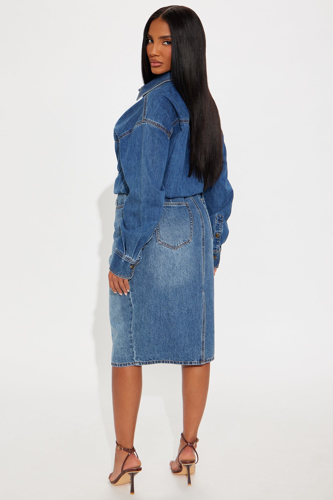 Farmers Market Cutie Denim Midi Dress - Denim