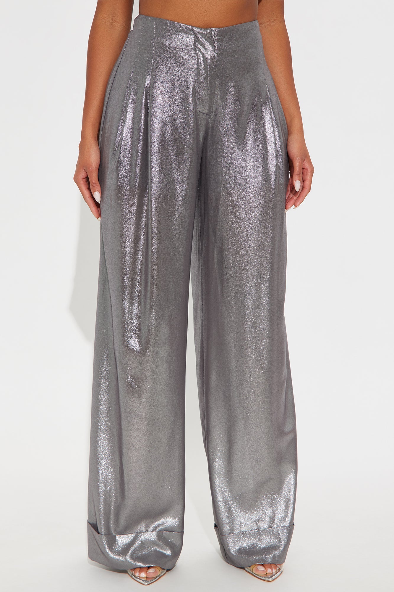 Romantically Spoiled Organza Metallic Wide Leg Pant 33 - Grey