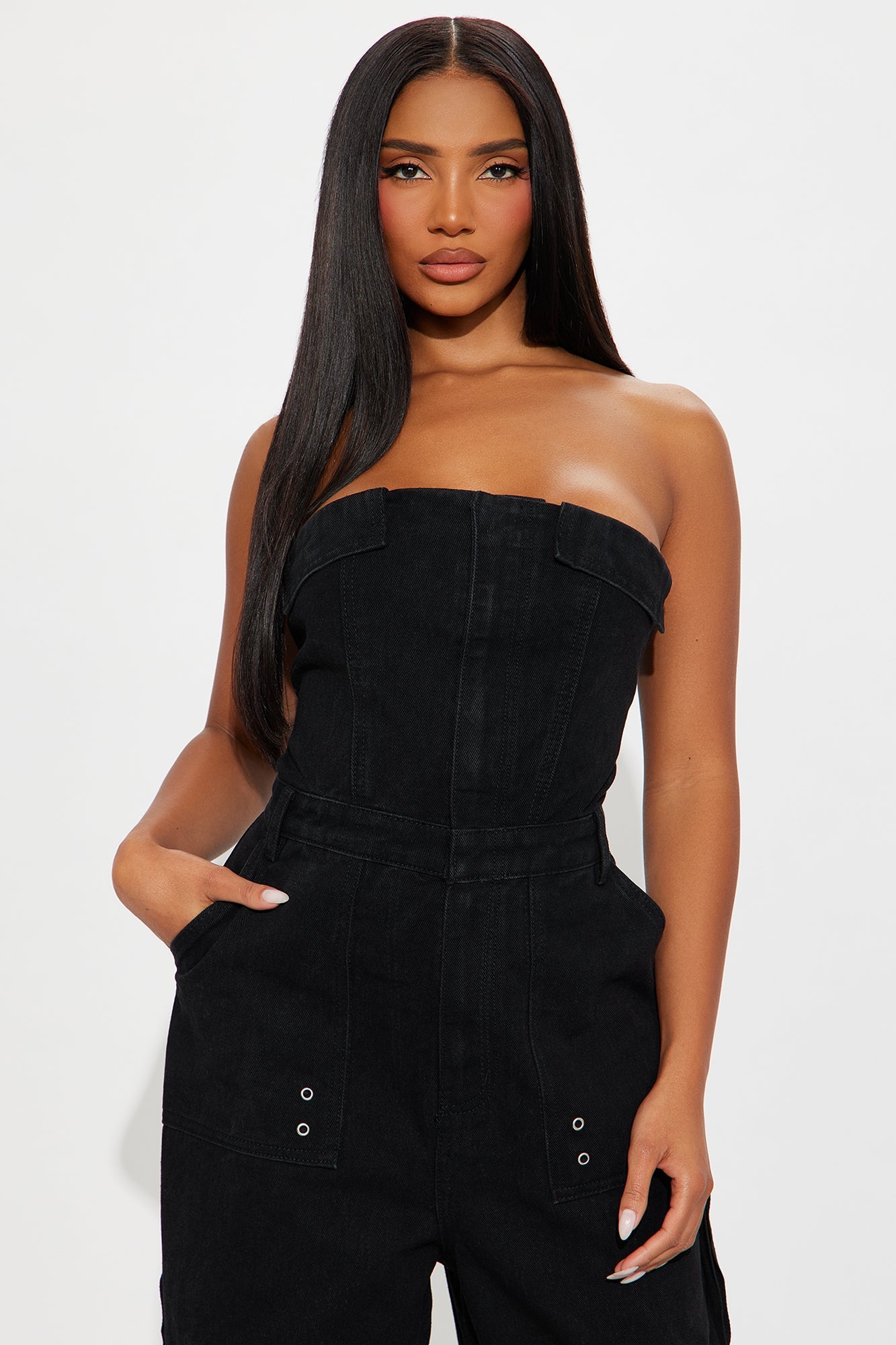 Roman Cargo Wide Leg Jumpsuit - Black