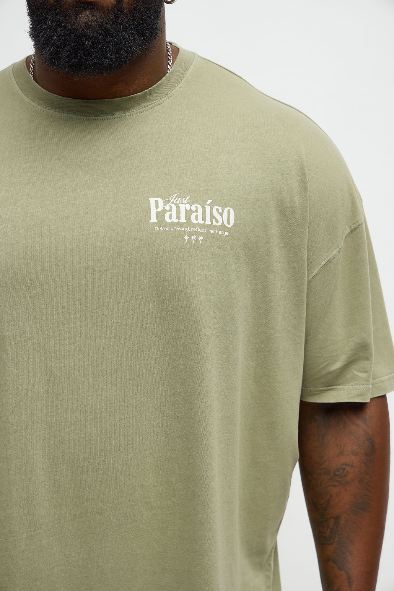 Just Paradise Oversized Short Sleeve Tee - Olive
