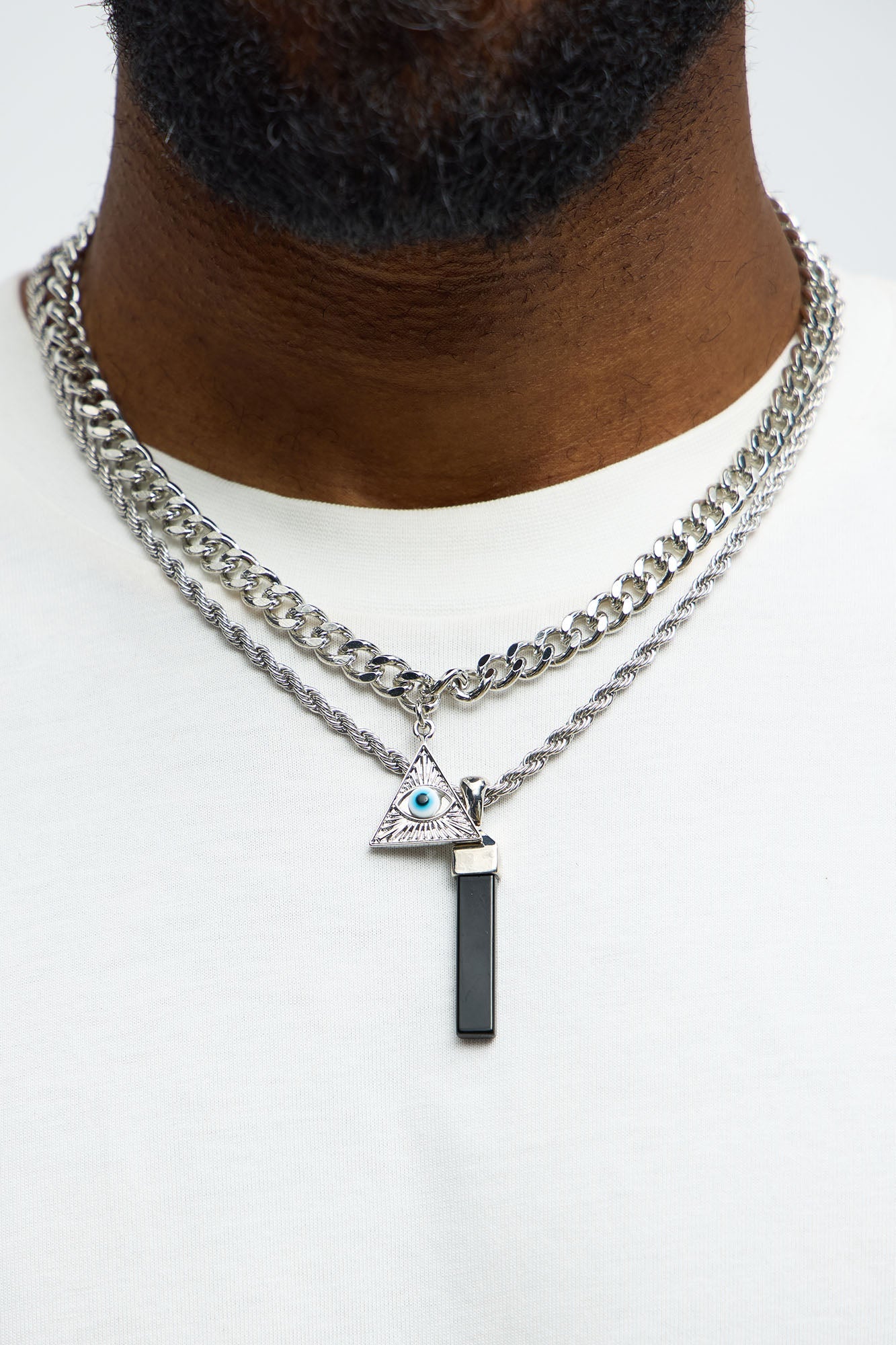 Bijoux Pendant Necklace Set - Silver