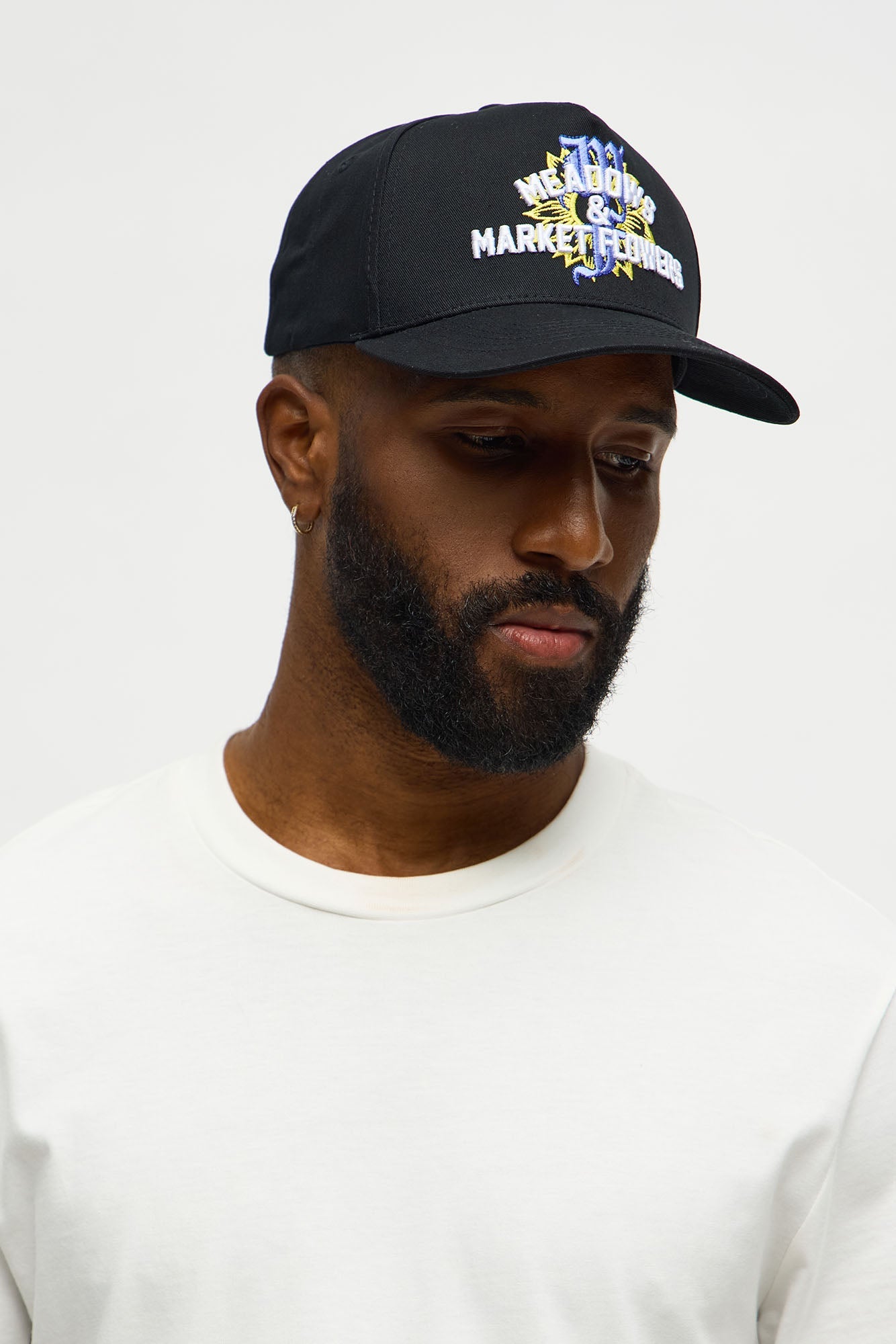 Meadows And Flowers Snapback Hat - Black
