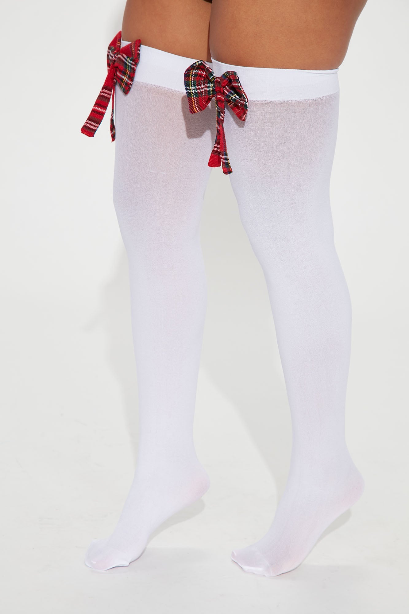 Graduated Top Of Class Thigh Highs - White/combo