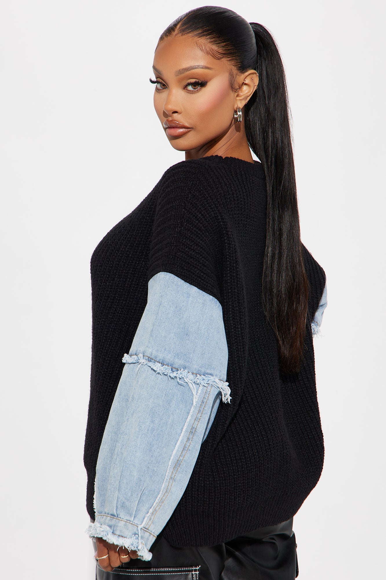 Ella Denim Sweater - Black/Blue