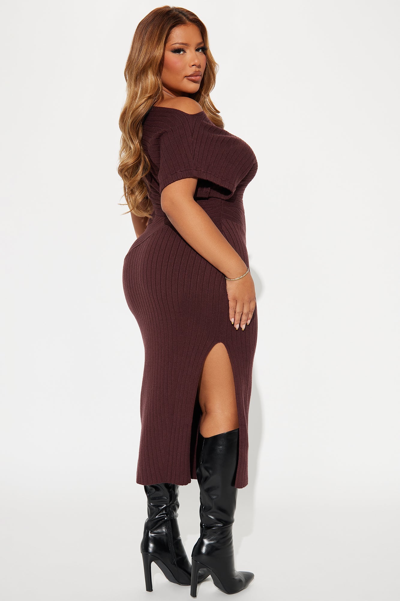 Bonnie Sweater Midi Dress - Chocolate