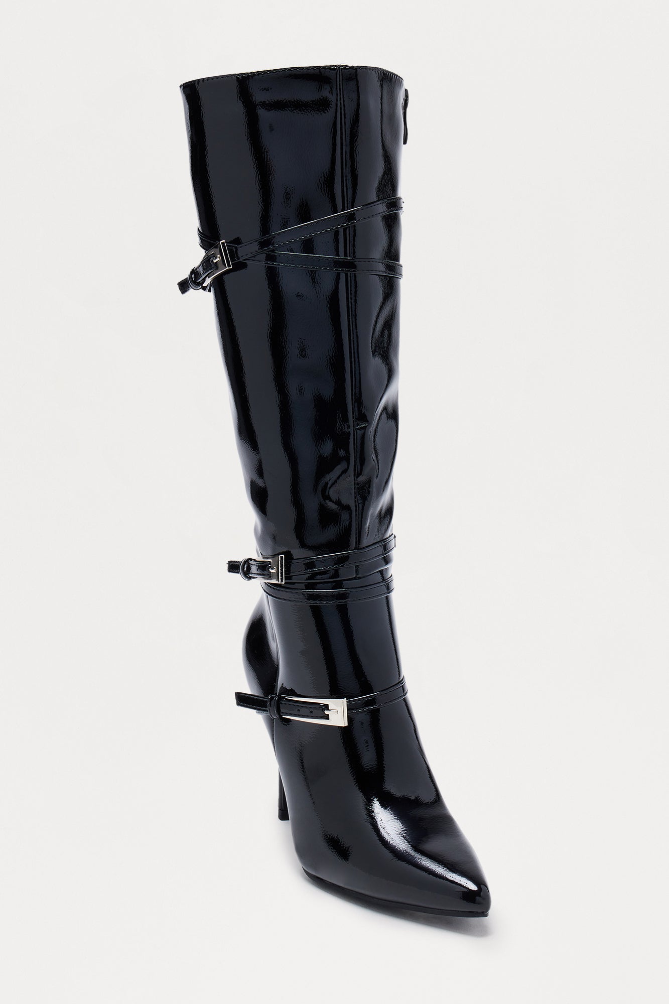 Benner Buckle Stiletto Boots - Black