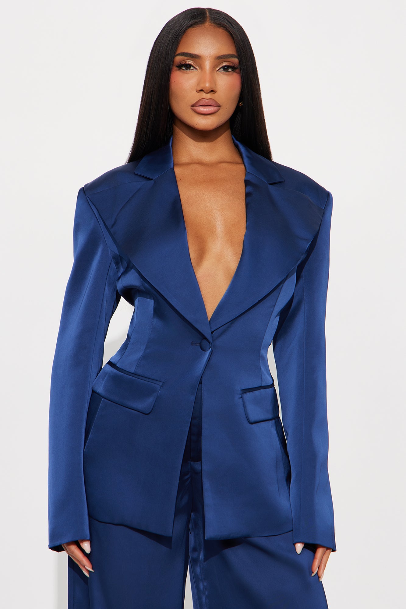 Blaire Open Back Blazer Pant Set - Navy