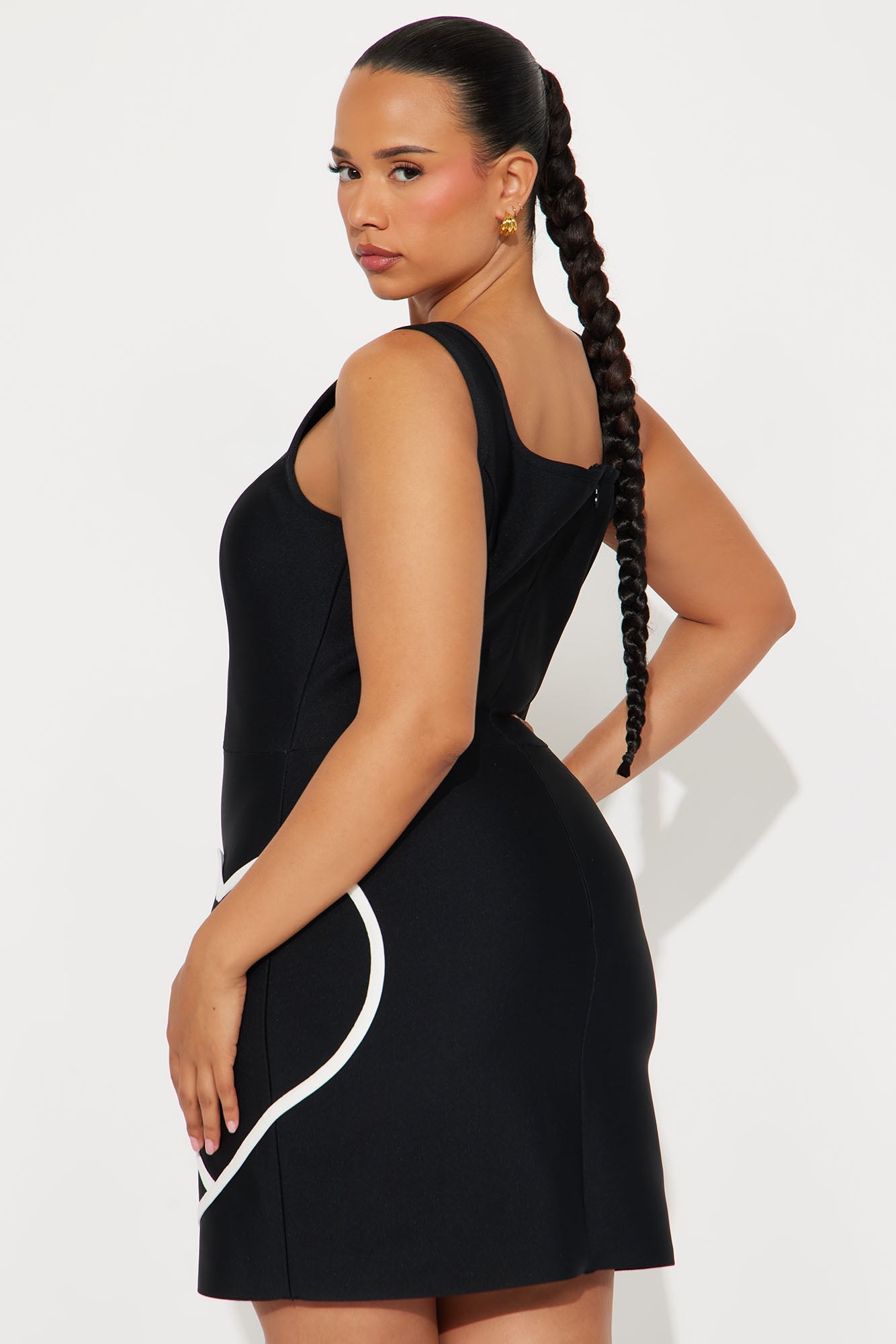 Hearts Up Bandage Mini Dress - Black/White