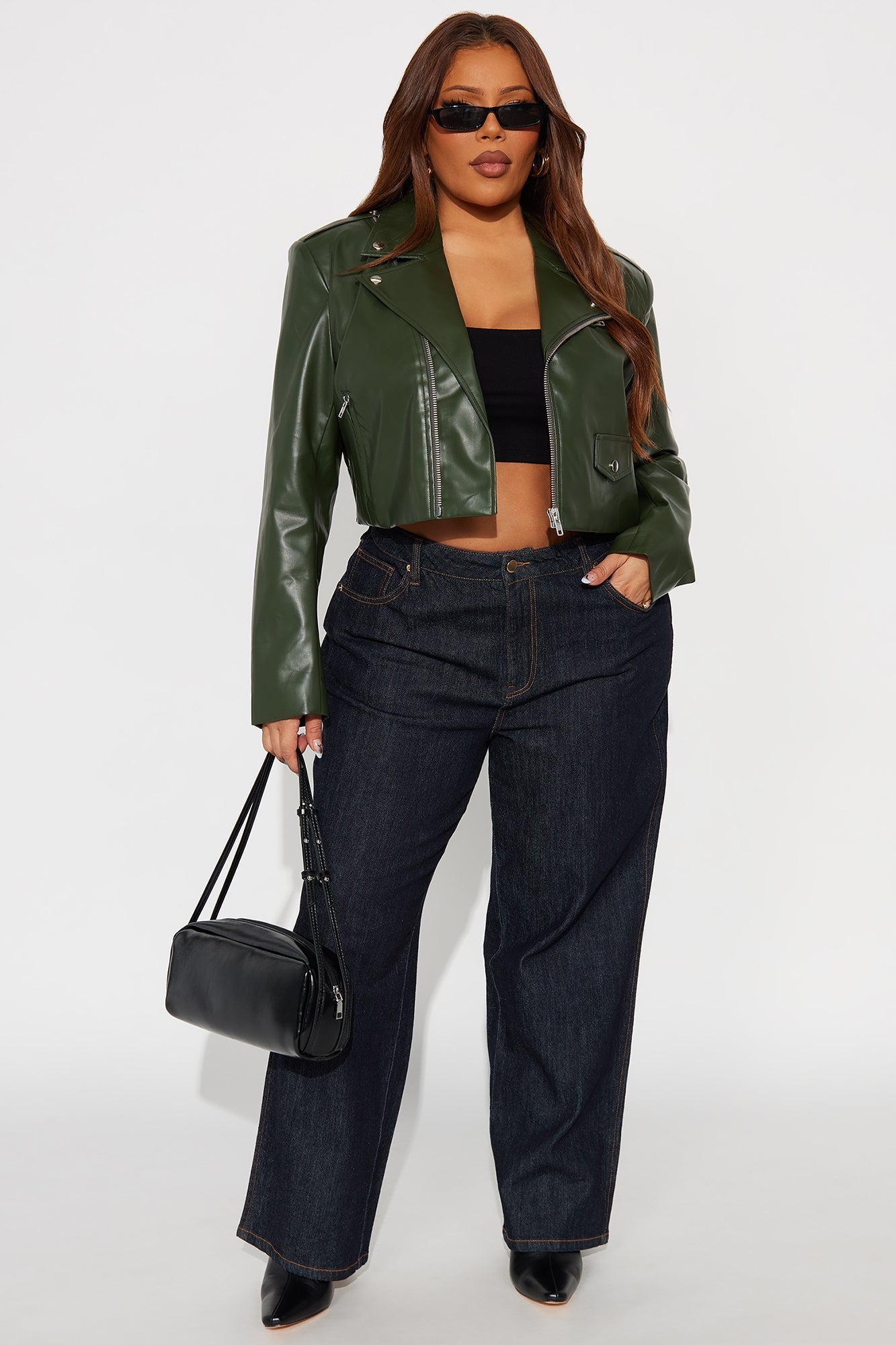 Break The Mold Faux Leather Moto Jacket - Olive