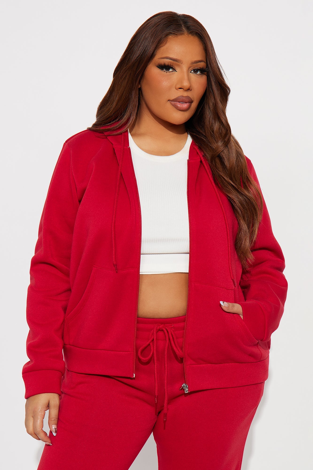Candice Zip Up Hoodie - Red