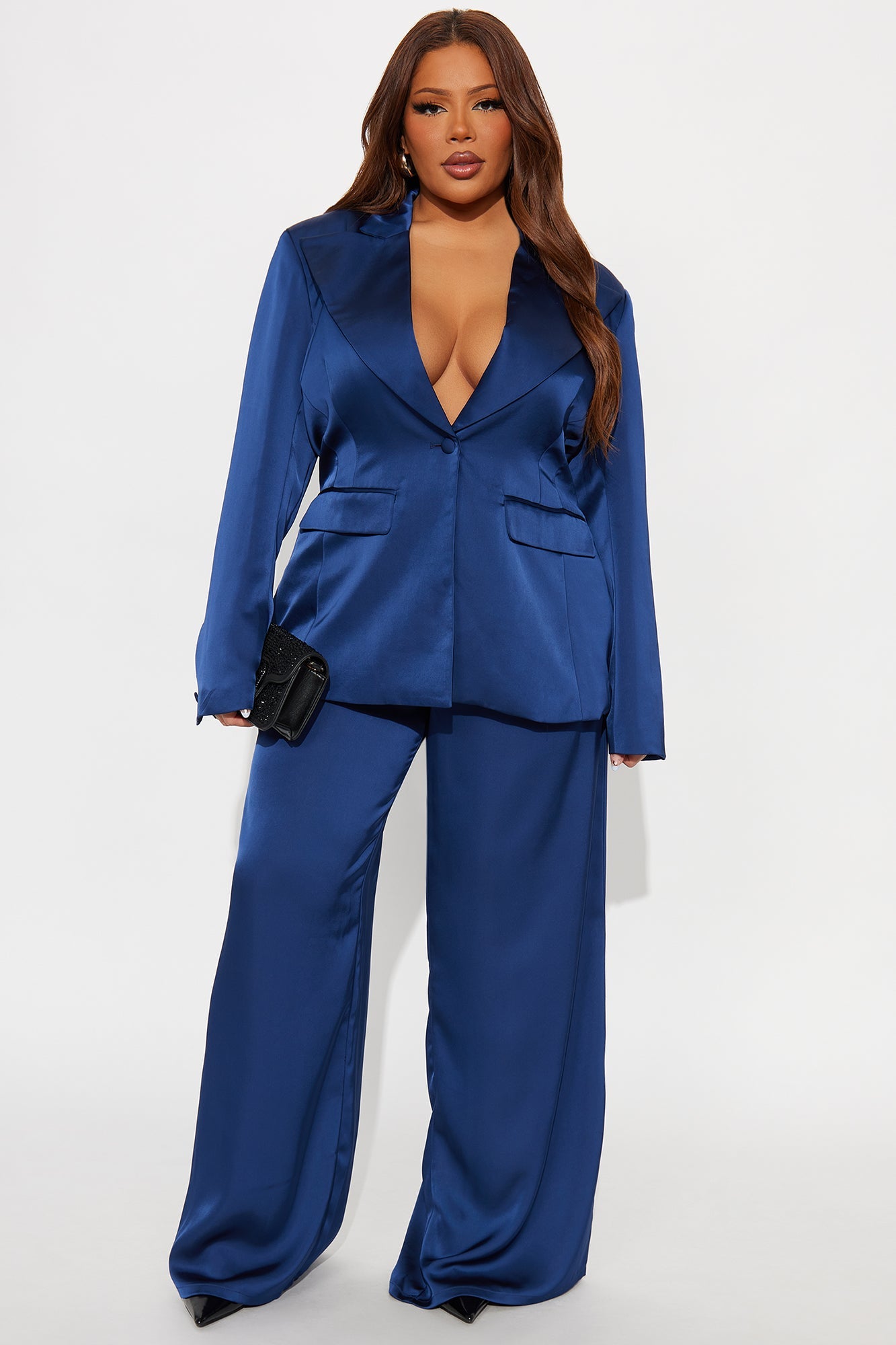 Blaire Open Back Blazer Pant Set - Navy