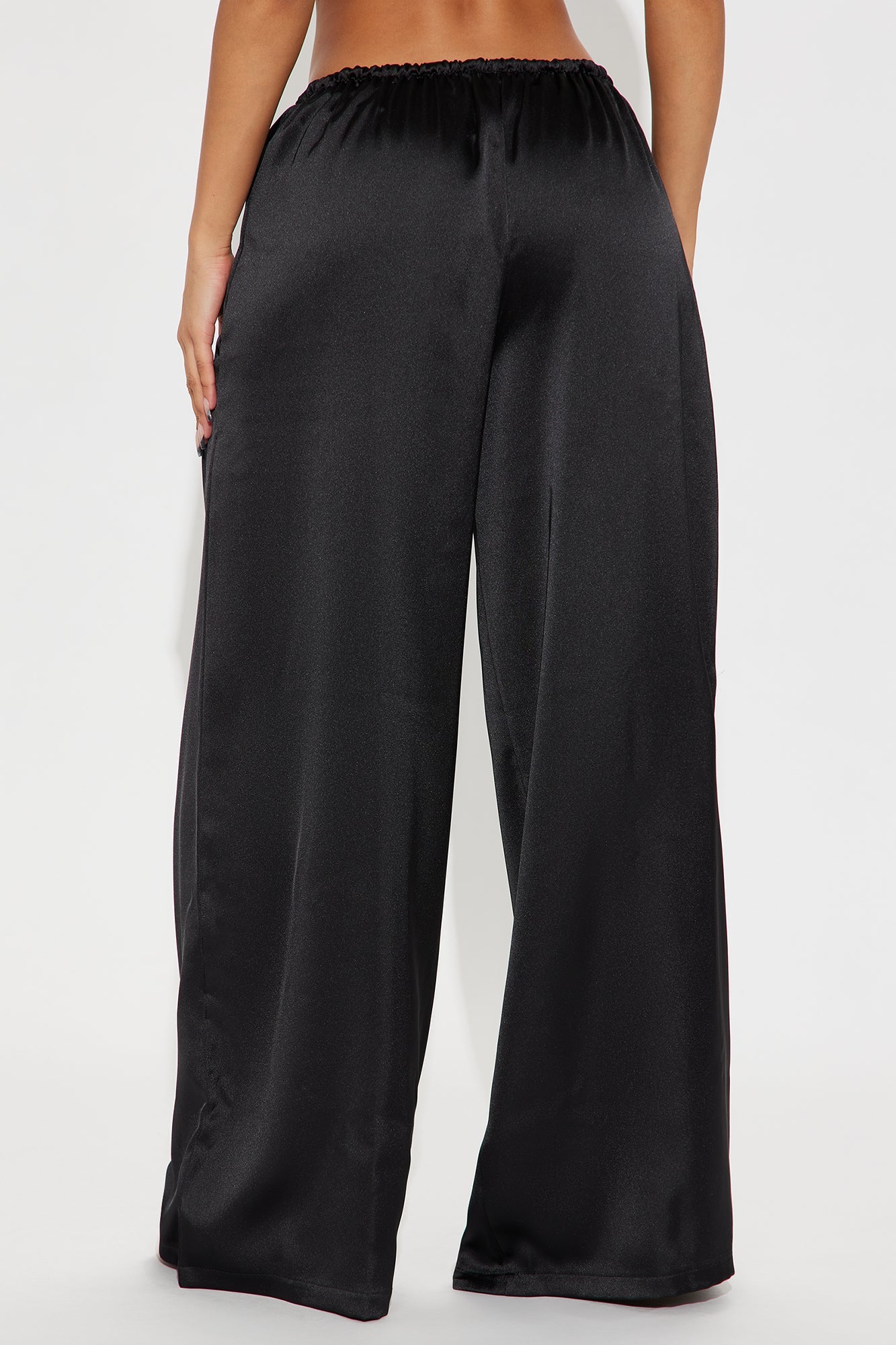 Augustine Satin Wide Leg Pant 32″ - Black