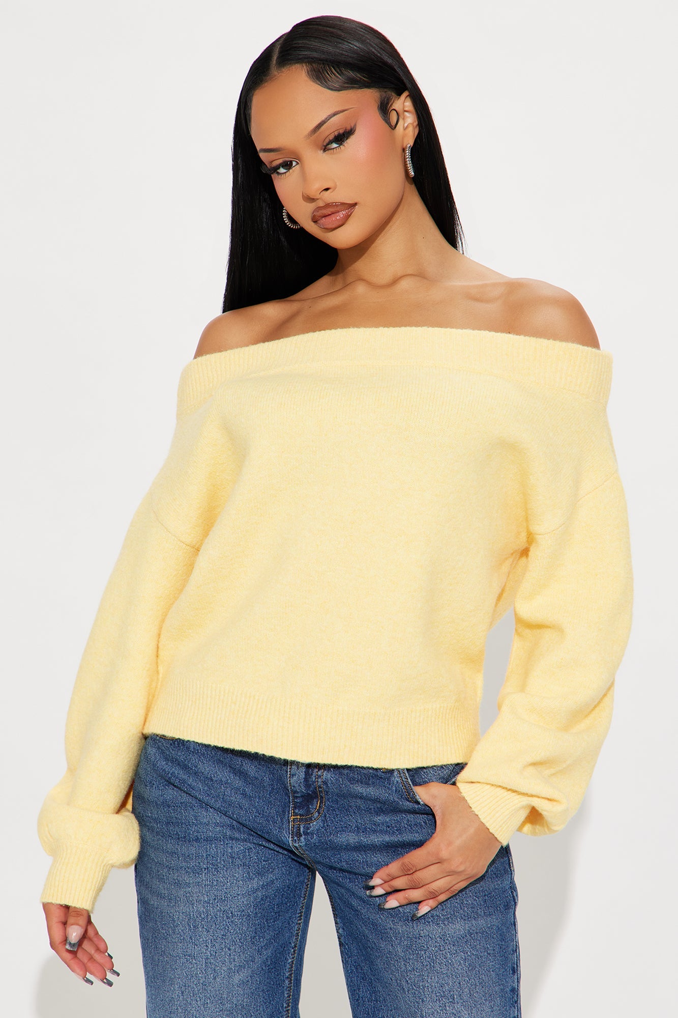 Dany Off Shoulder Sweater - Butter Yellow