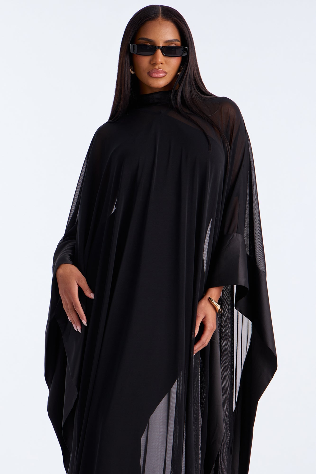 Love Note Mesh Gown - Black