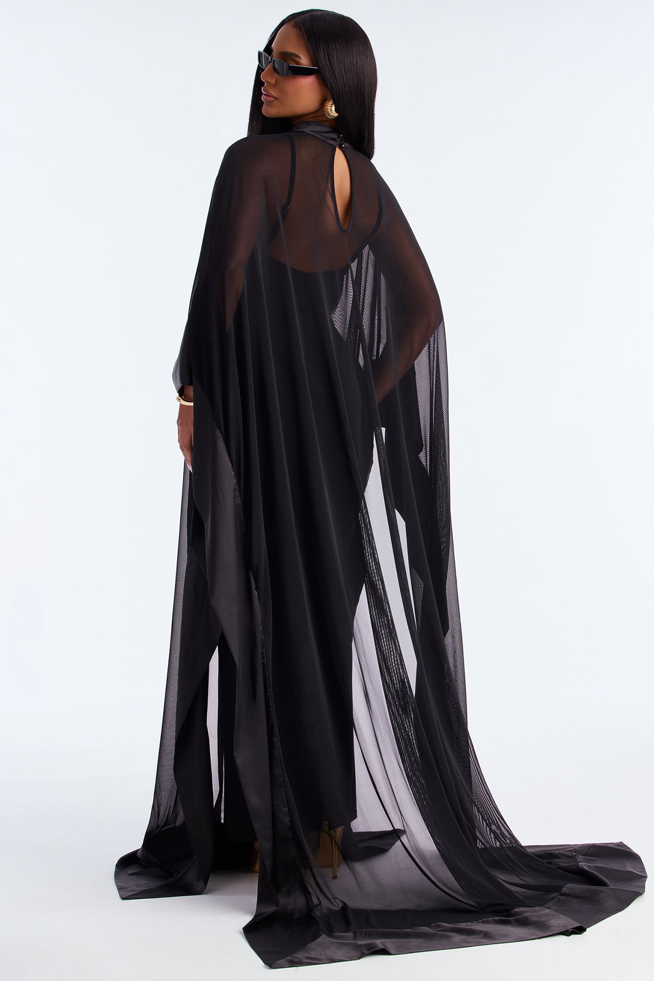 Love Note Mesh Gown - Black