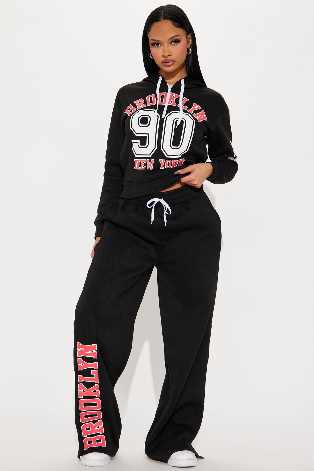Brooklyn NY Fleece Pant Set - Black/Red