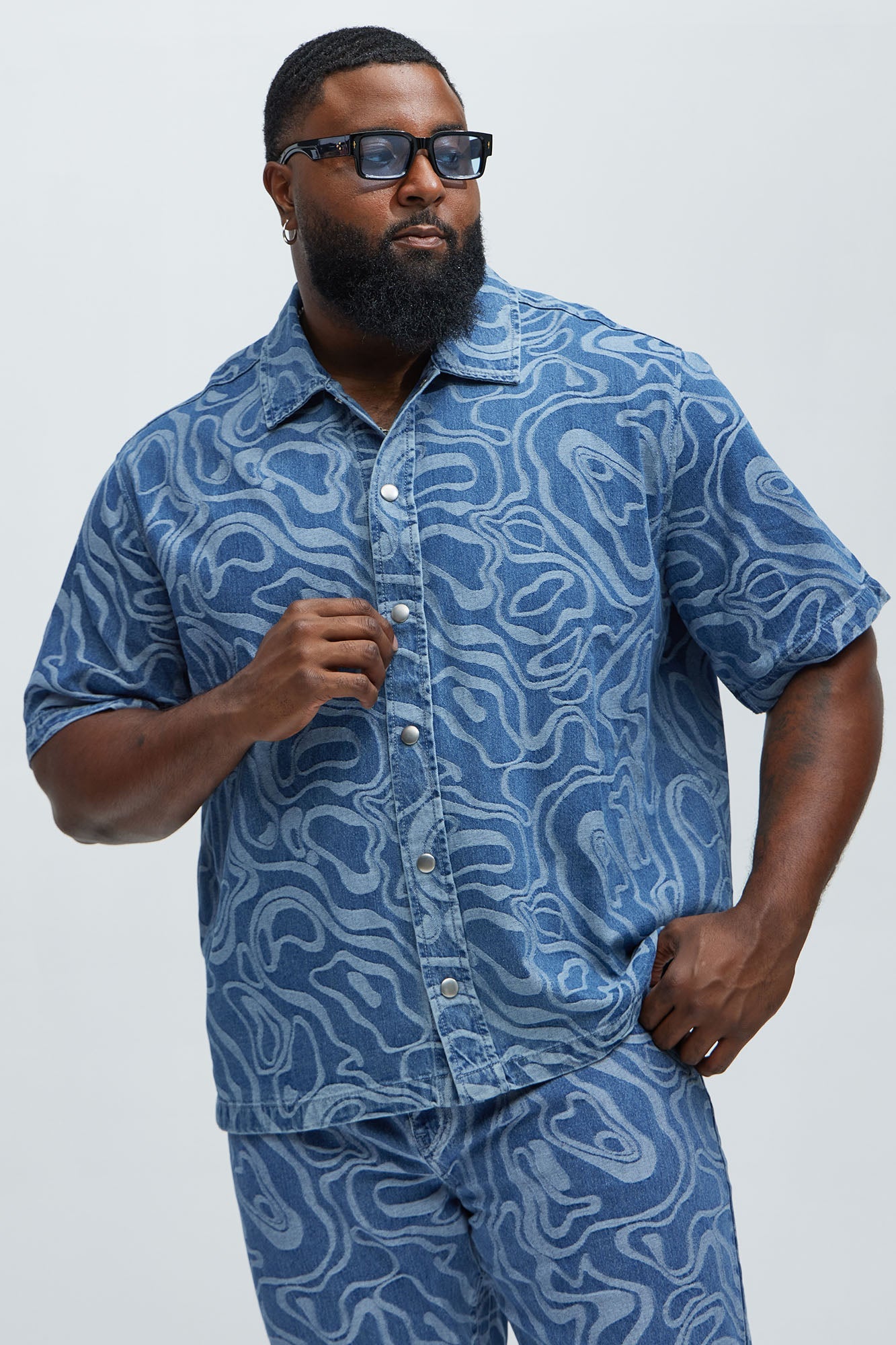 Fingerprints Swirl Denim Shirt - Medium Blue Wash
