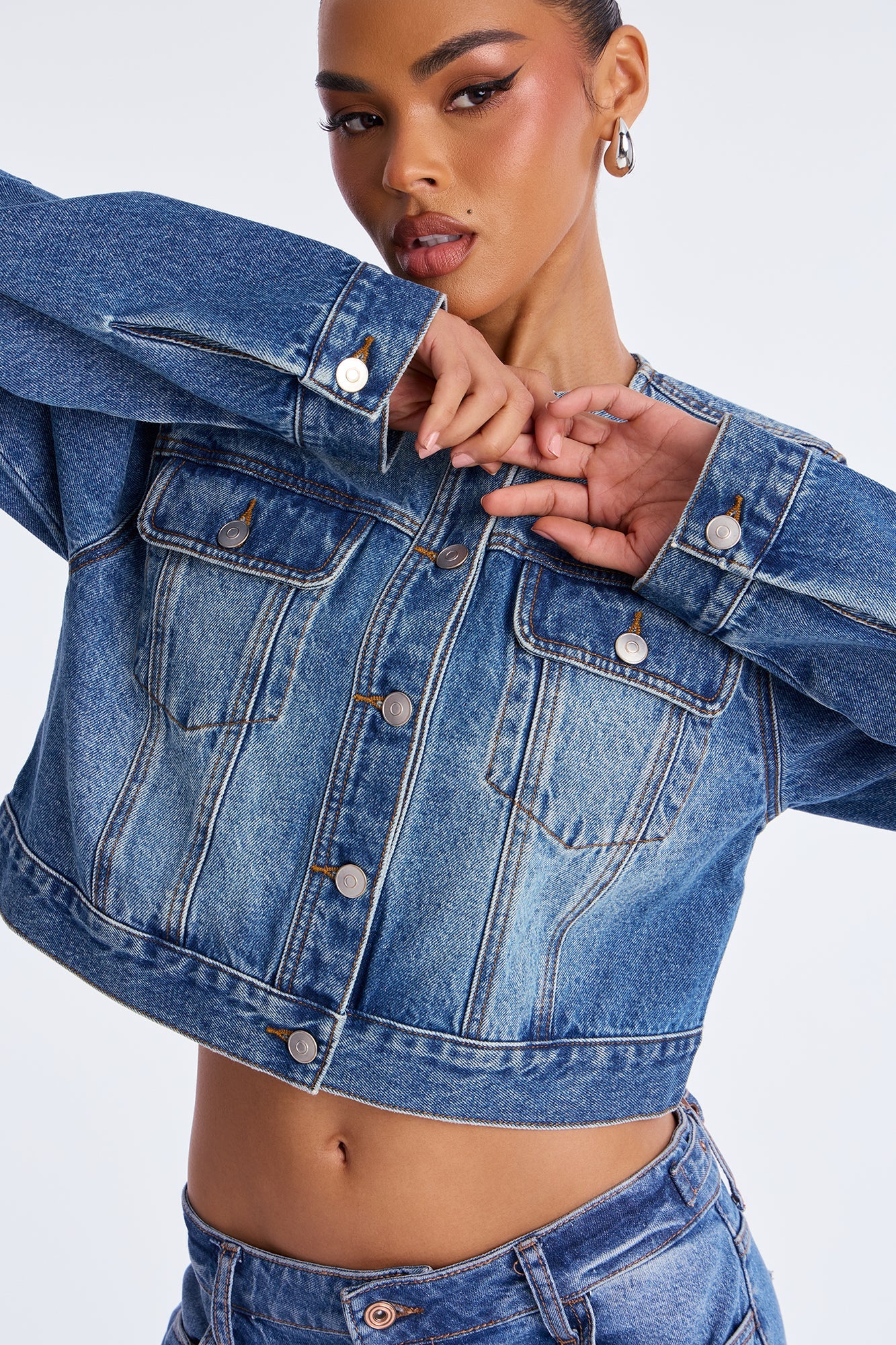 Flirty Denim Trucker Jacket - Medium Wash